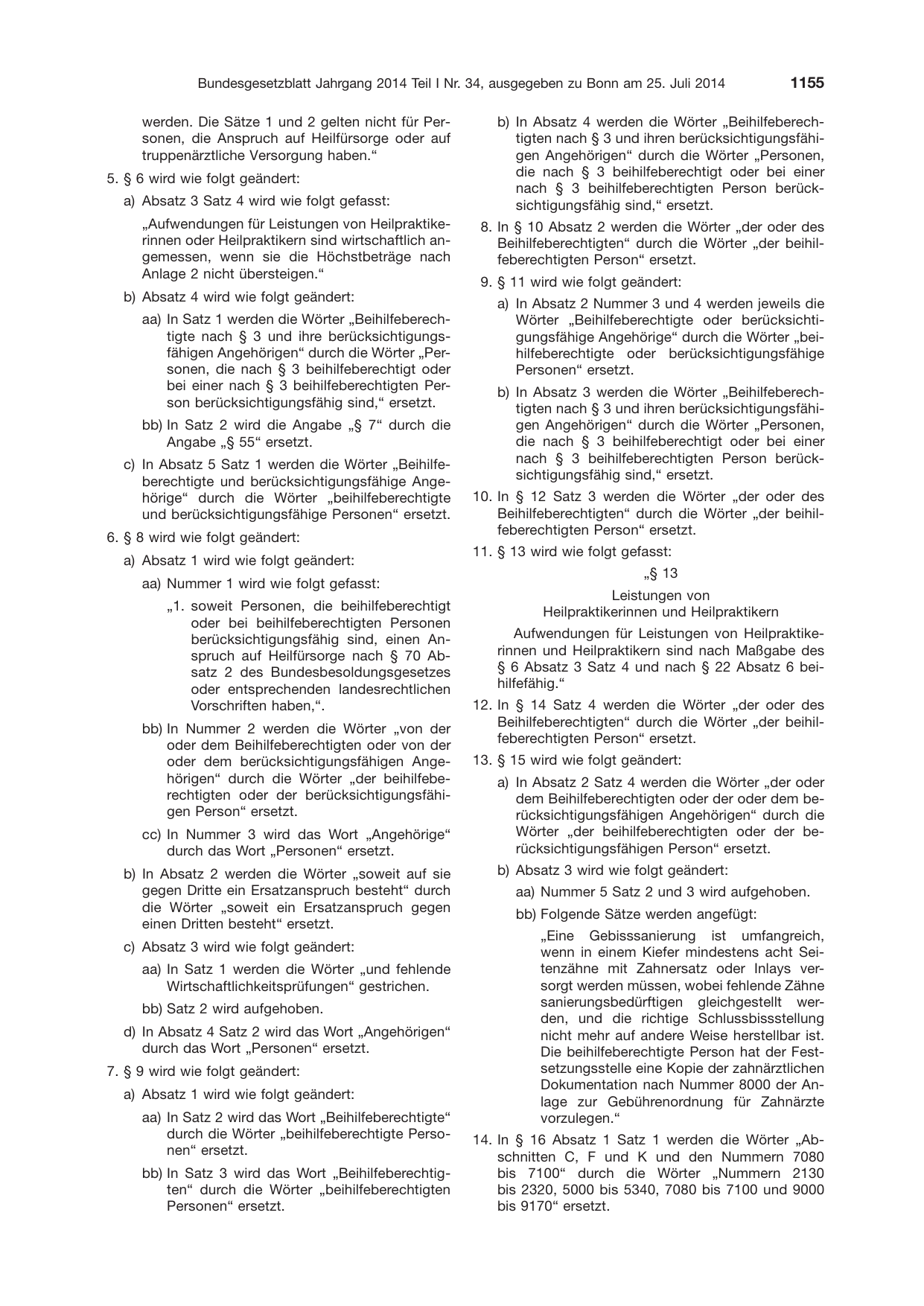 BGBl. 2014, Seite 1155 — Originalseite als Abbildung