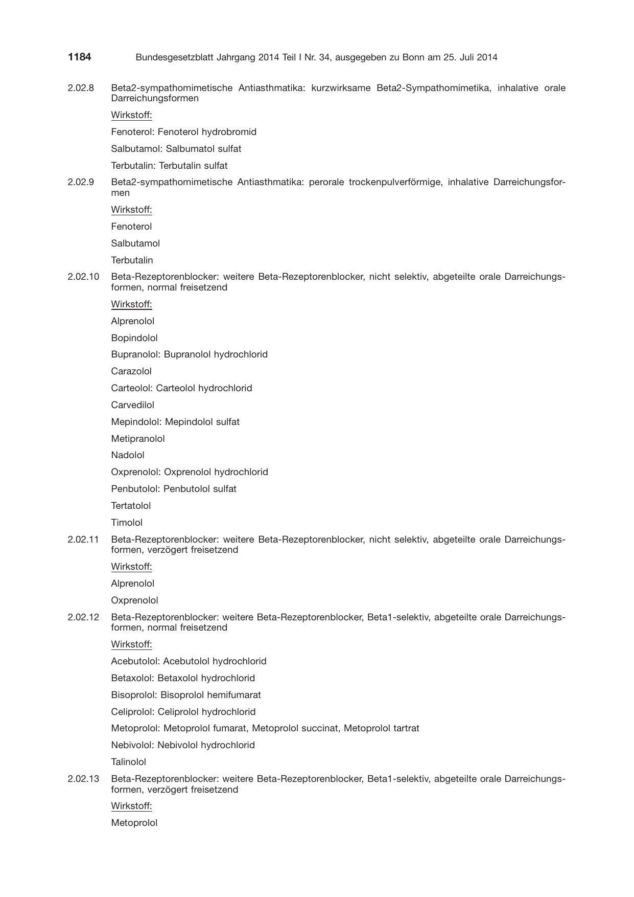 BGBl. 2014, Seite 1184 — Originalseite als Abbildung