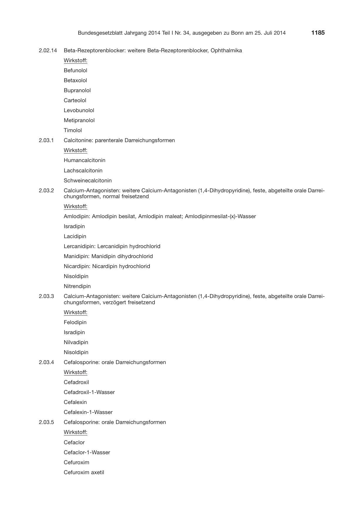 BGBl. 2014, Seite 1185 — Originalseite als Abbildung