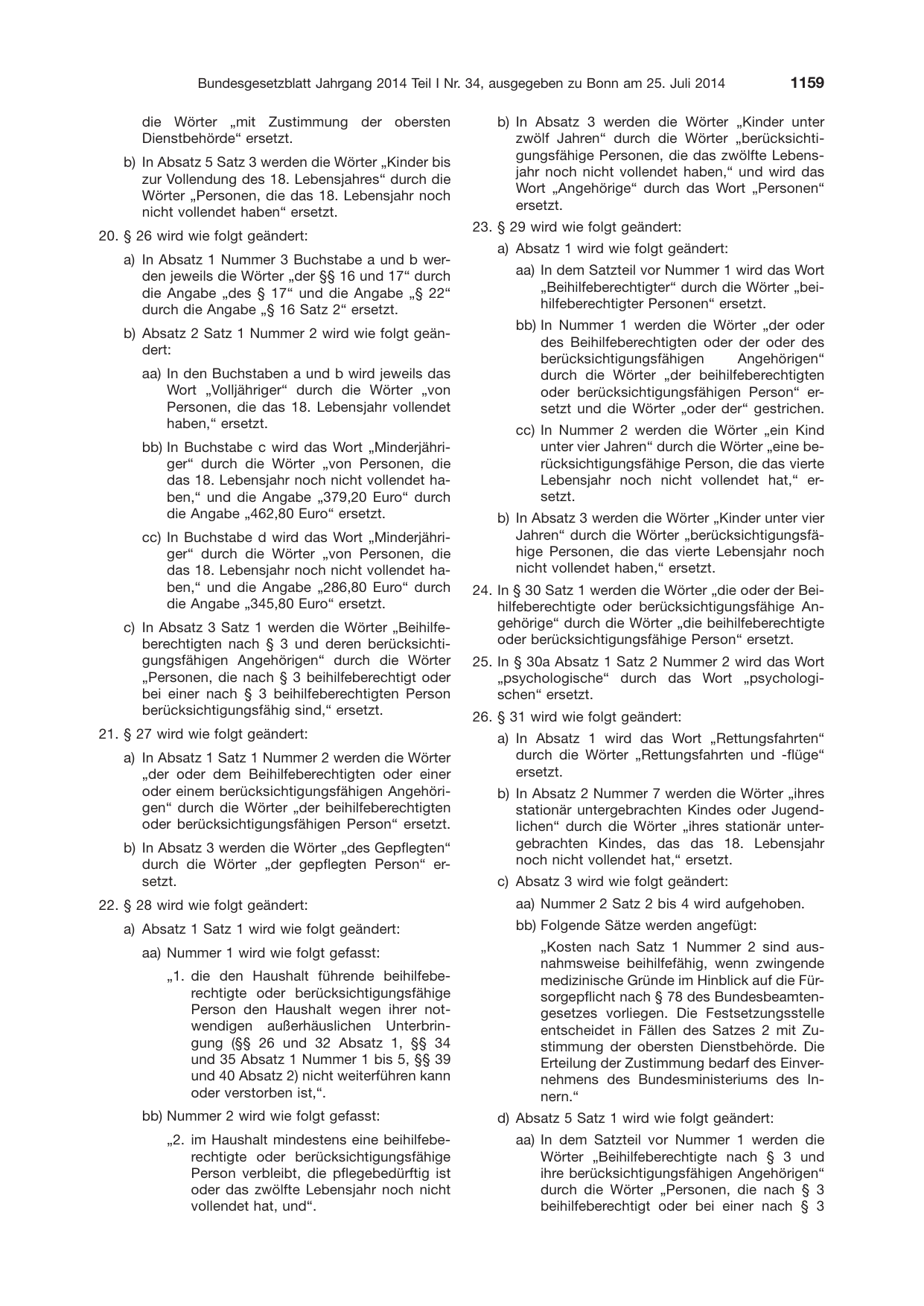 BGBl. 2014, Seite 1159 — Originalseite als Abbildung