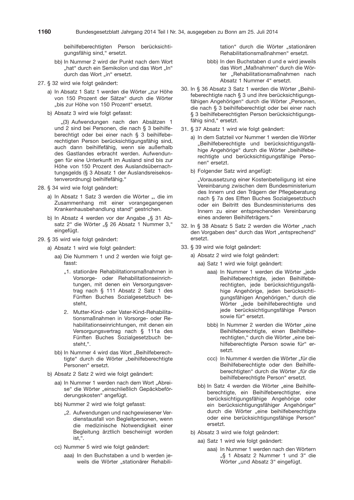 BGBl. 2014, Seite 1160 — Originalseite als Abbildung