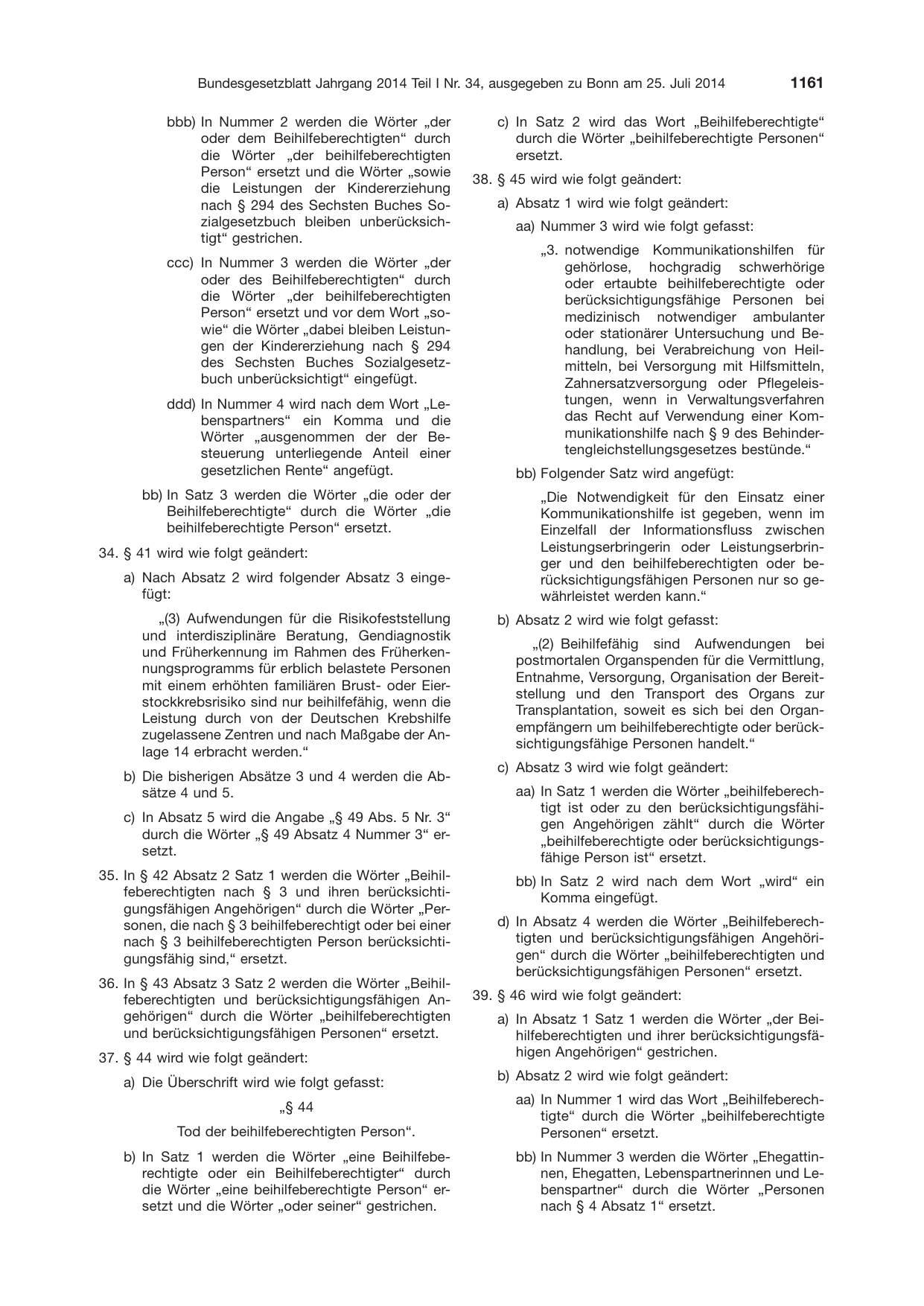 BGBl. 2014, Seite 1161 — Originalseite als Abbildung