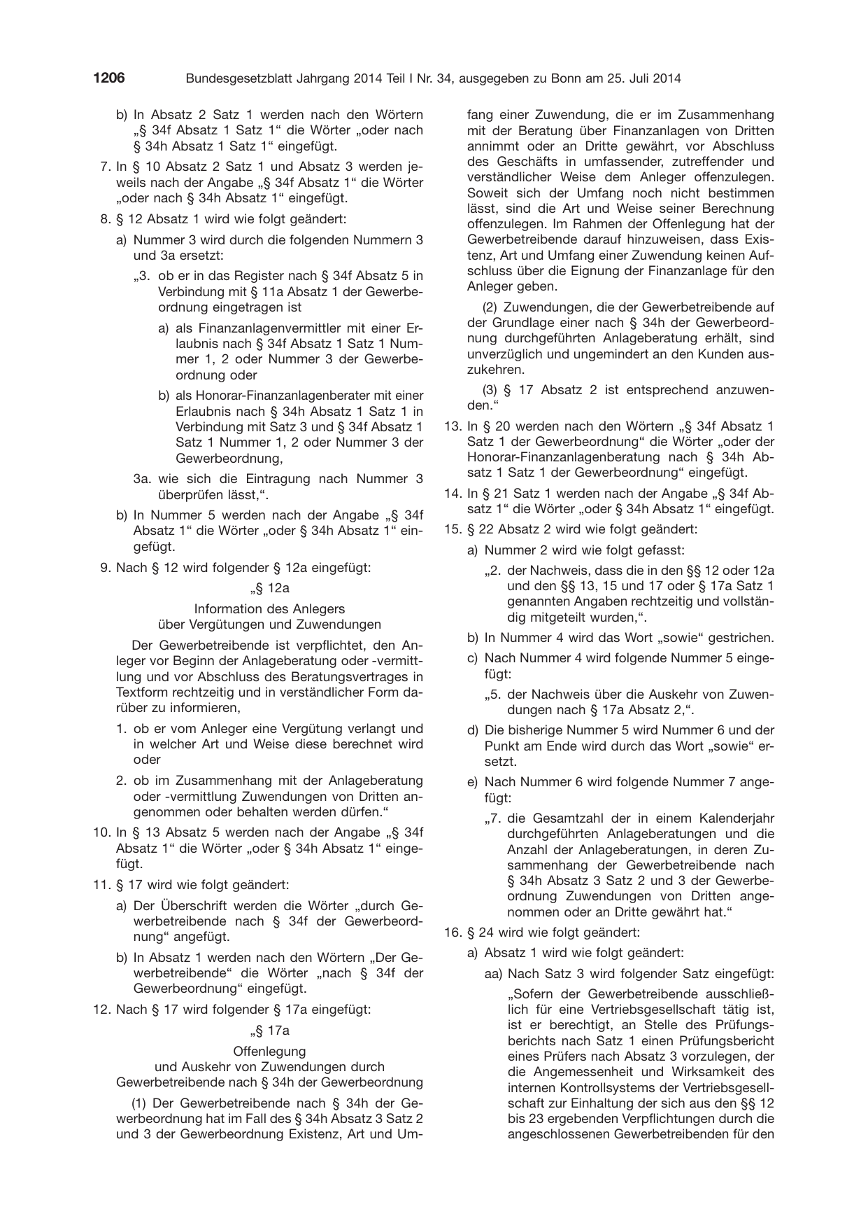 BGBl. 2014, Seite 1206 — Originalseite als Abbildung