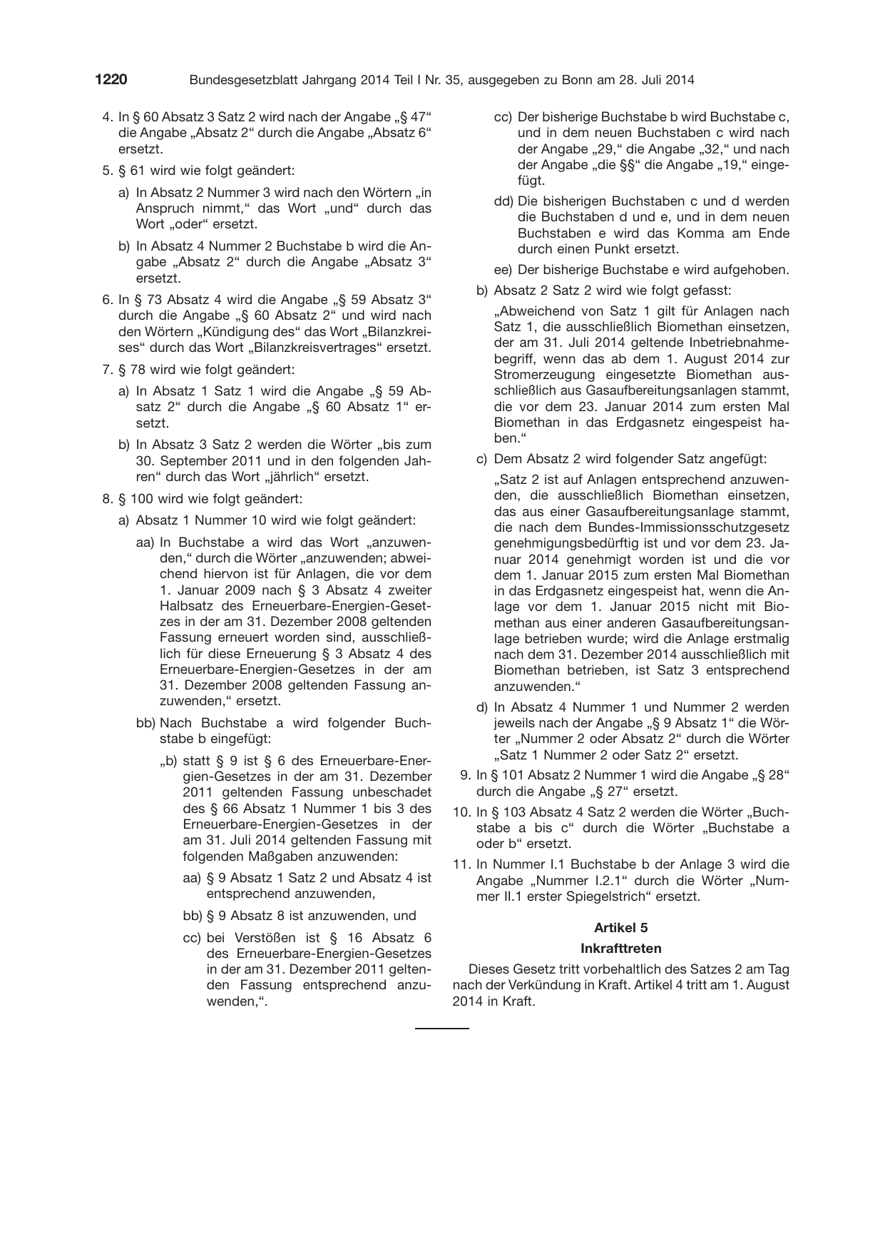 BGBl. 2014, Seite 1220 — Originalseite als Abbildung