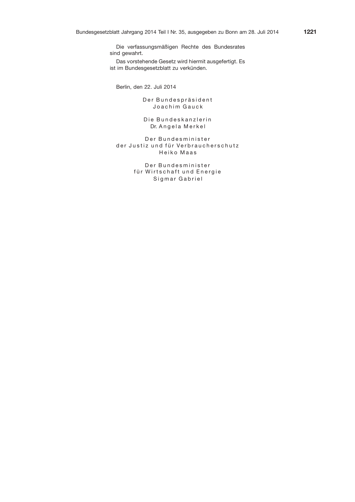 BGBl. 2014, Seite 1221 — Originalseite als Abbildung