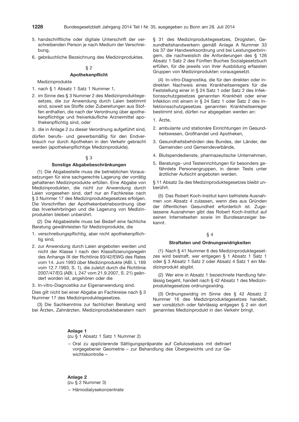 BGBl. 2014, Seite 1228 — Originalseite als Abbildung