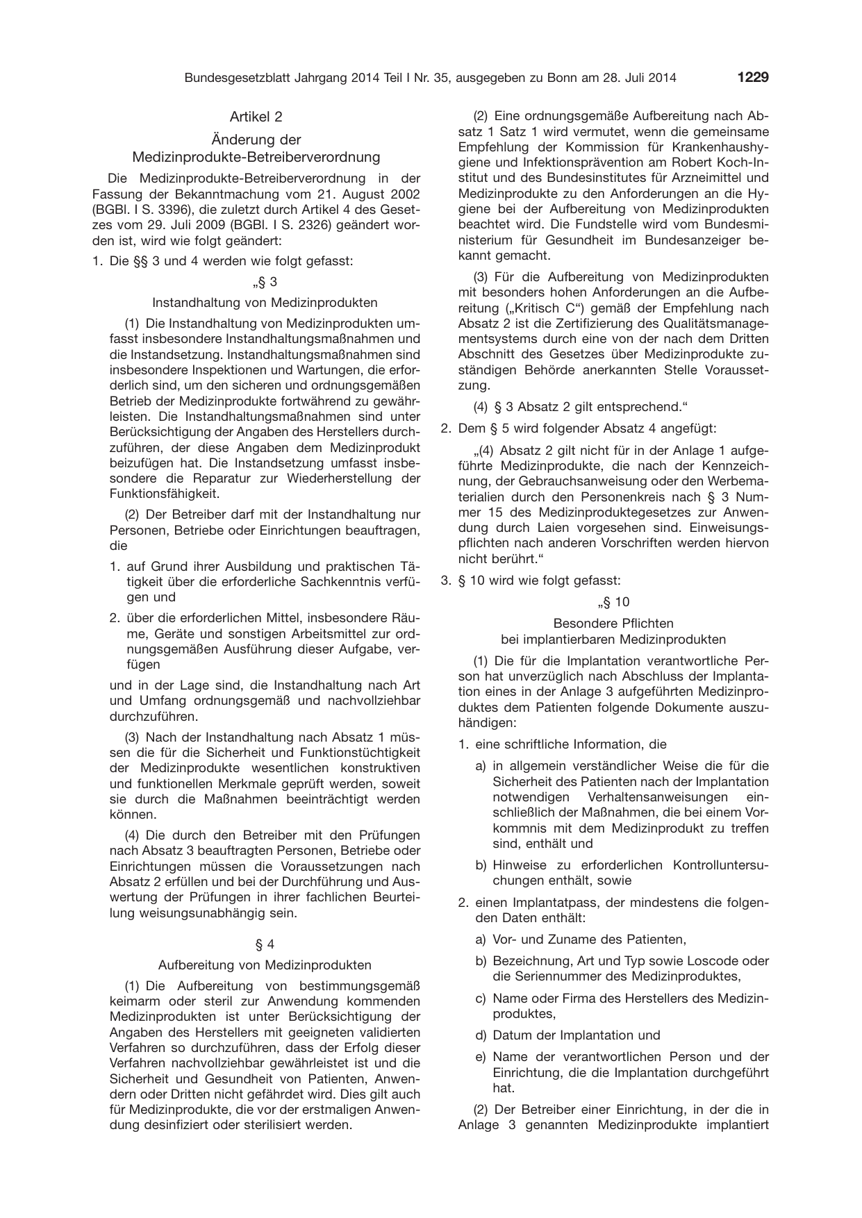 BGBl. 2014, Seite 1229 — Originalseite als Abbildung