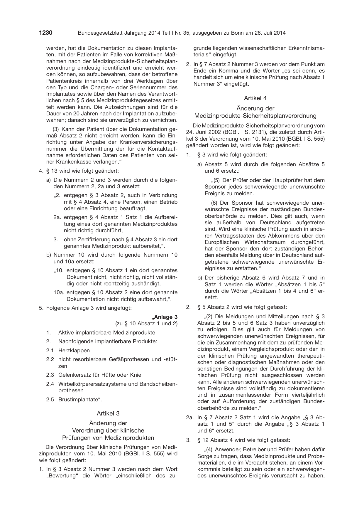 BGBl. 2014, Seite 1230 — Originalseite als Abbildung