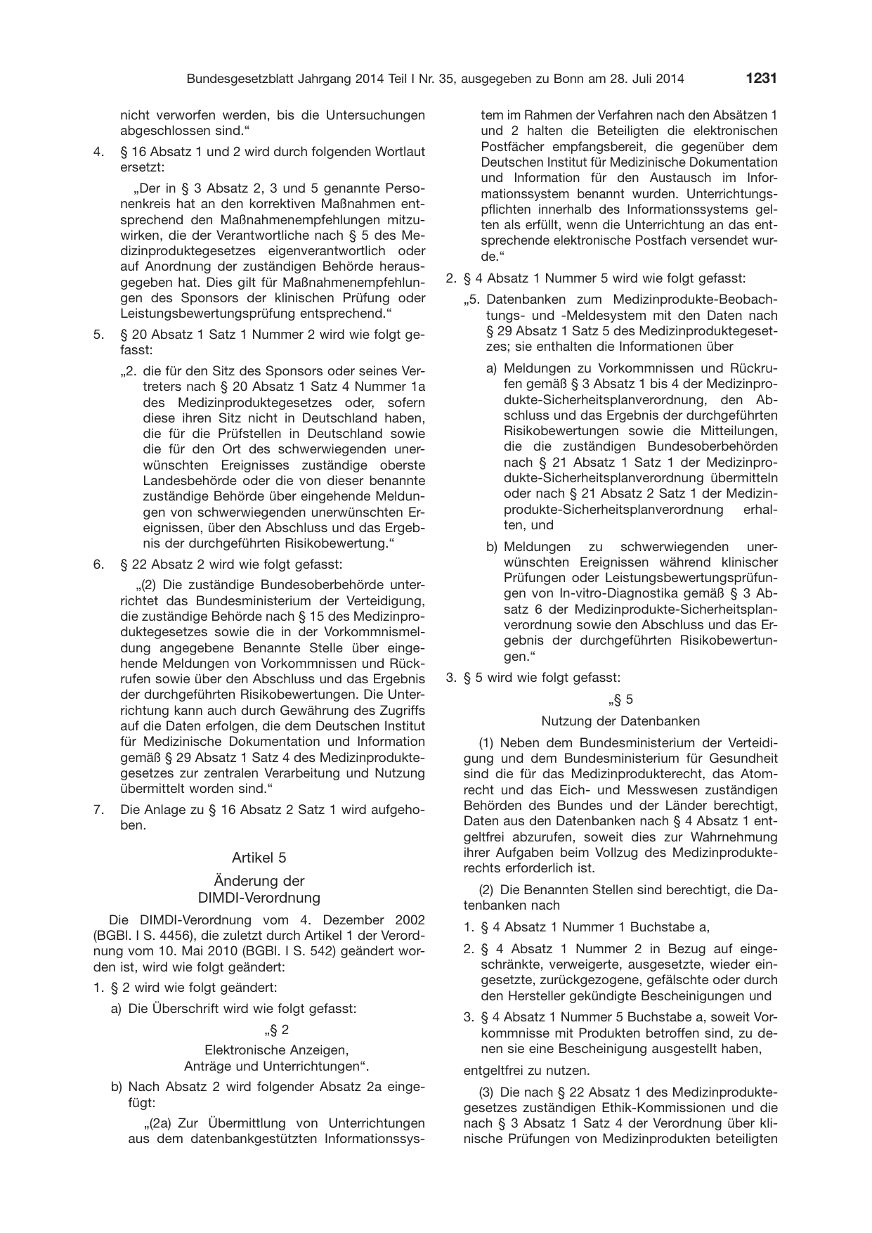 BGBl. 2014, Seite 1231 — Originalseite als Abbildung
