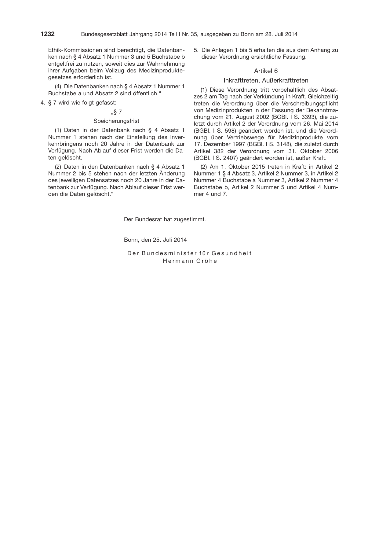 BGBl. 2014, Seite 1232 — Originalseite als Abbildung