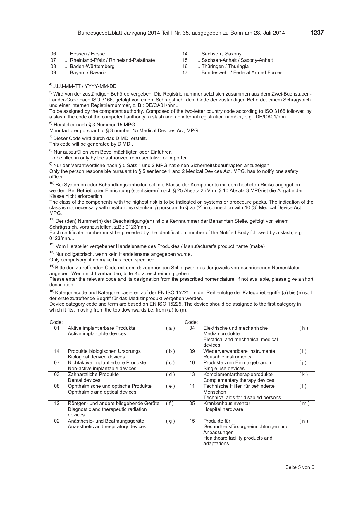 BGBl. 2014, Seite 1237 — Originalseite als Abbildung