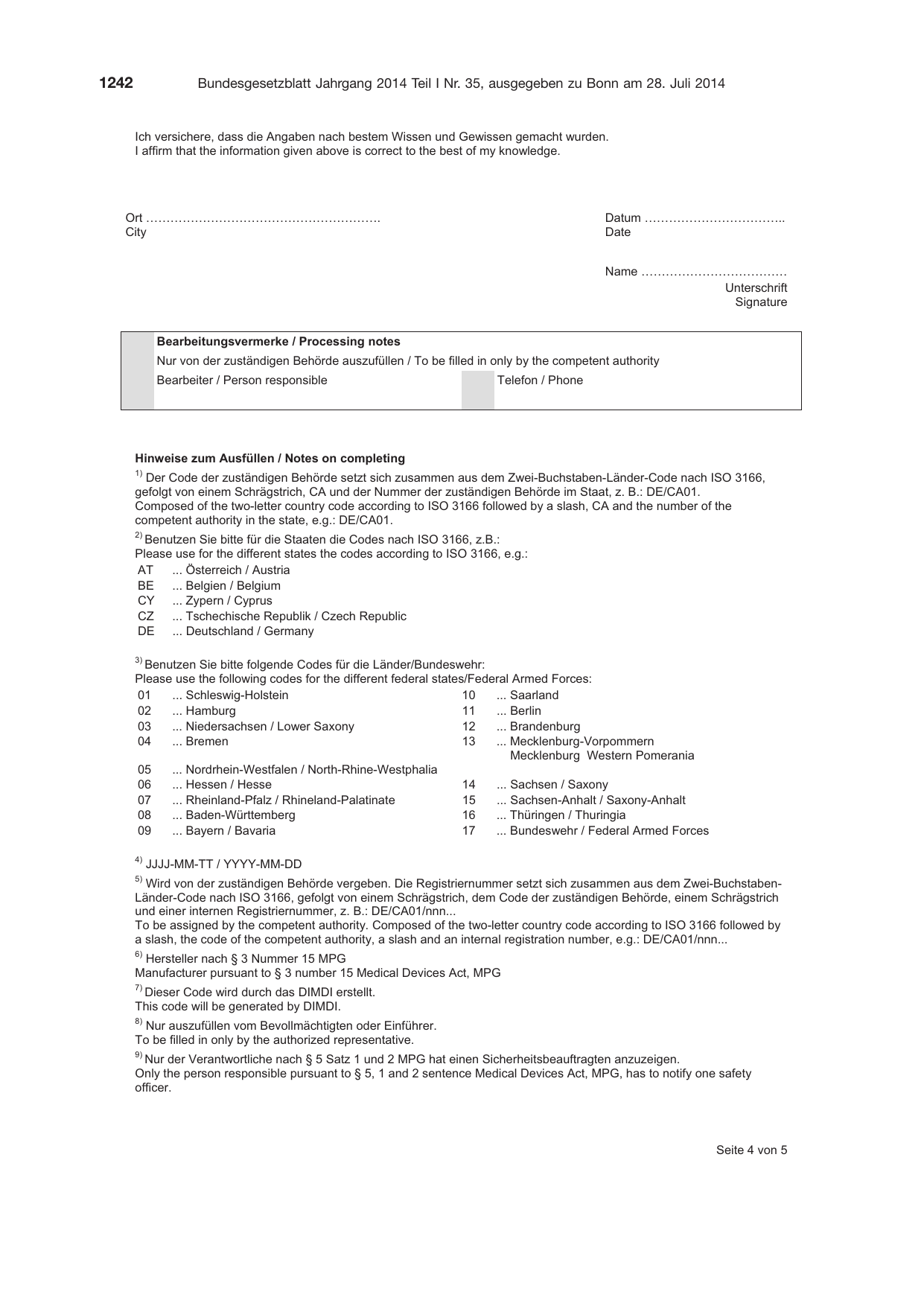 BGBl. 2014, Seite 1242 — Originalseite als Abbildung