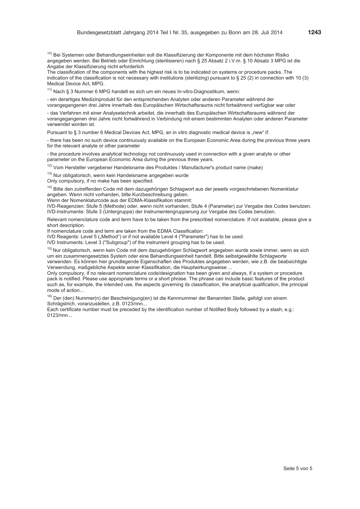 BGBl. 2014, Seite 1243 — Originalseite als Abbildung