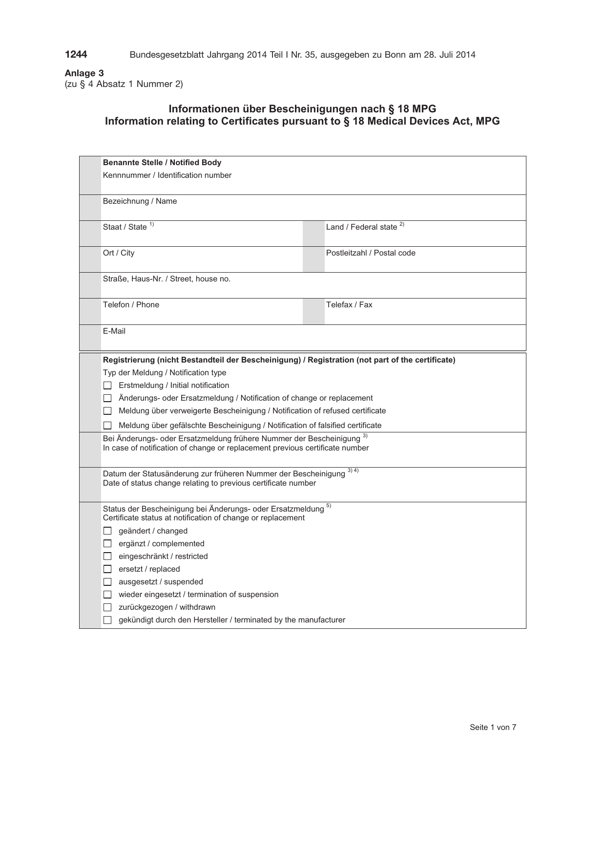 BGBl. 2014, Seite 1244 — Originalseite als Abbildung