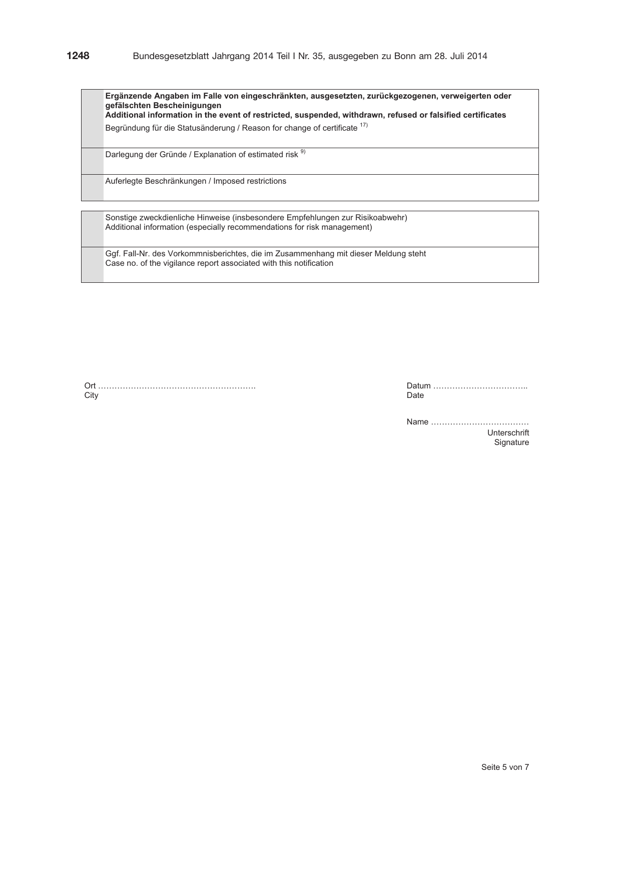 BGBl. 2014, Seite 1248 — Originalseite als Abbildung