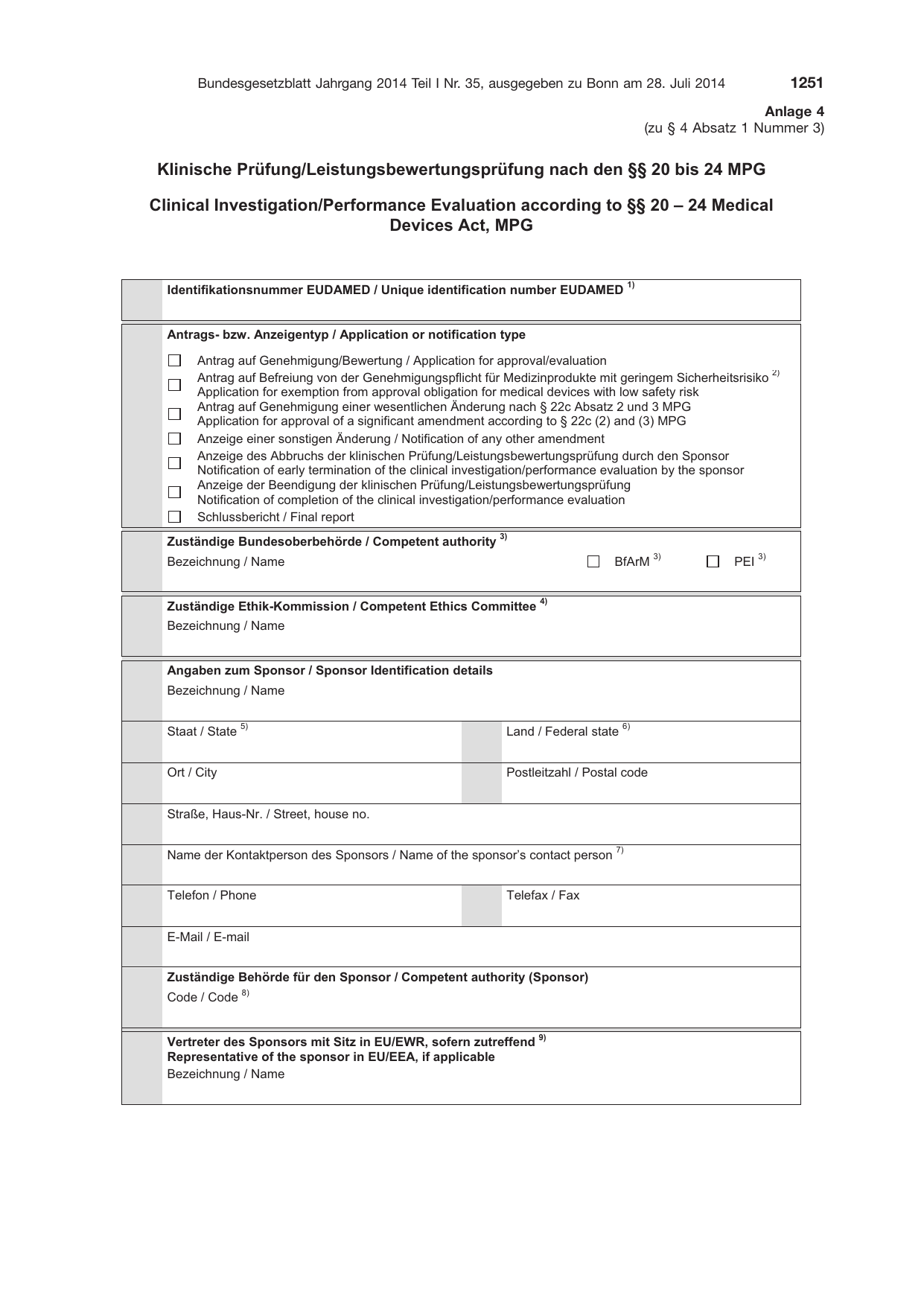 BGBl. 2014, Seite 1251 — Originalseite als Abbildung