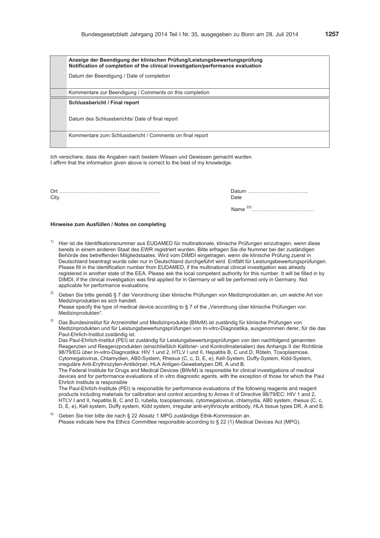 BGBl. 2014, Seite 1257 — Originalseite als Abbildung