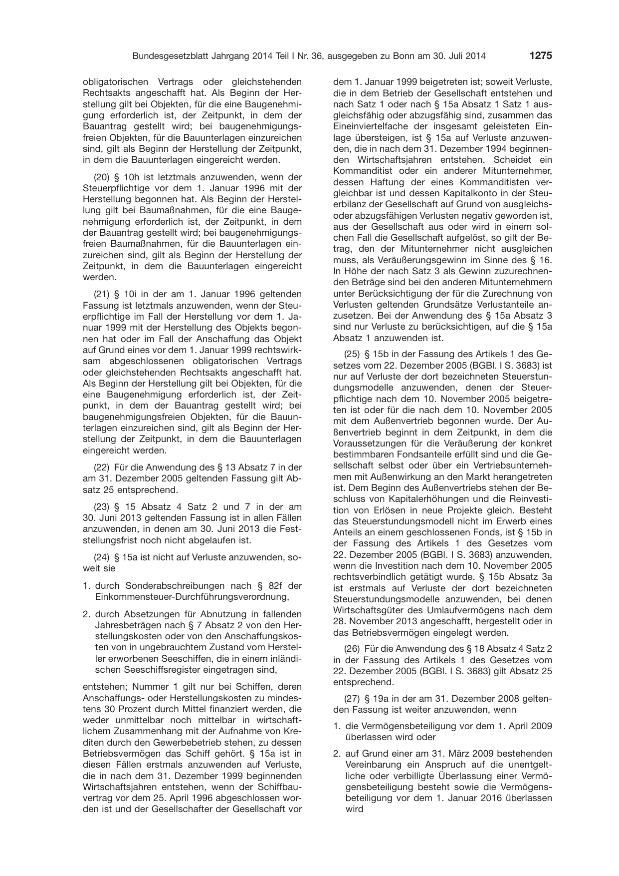 BGBl. 2014, Seite 1275 — Originalseite als Abbildung