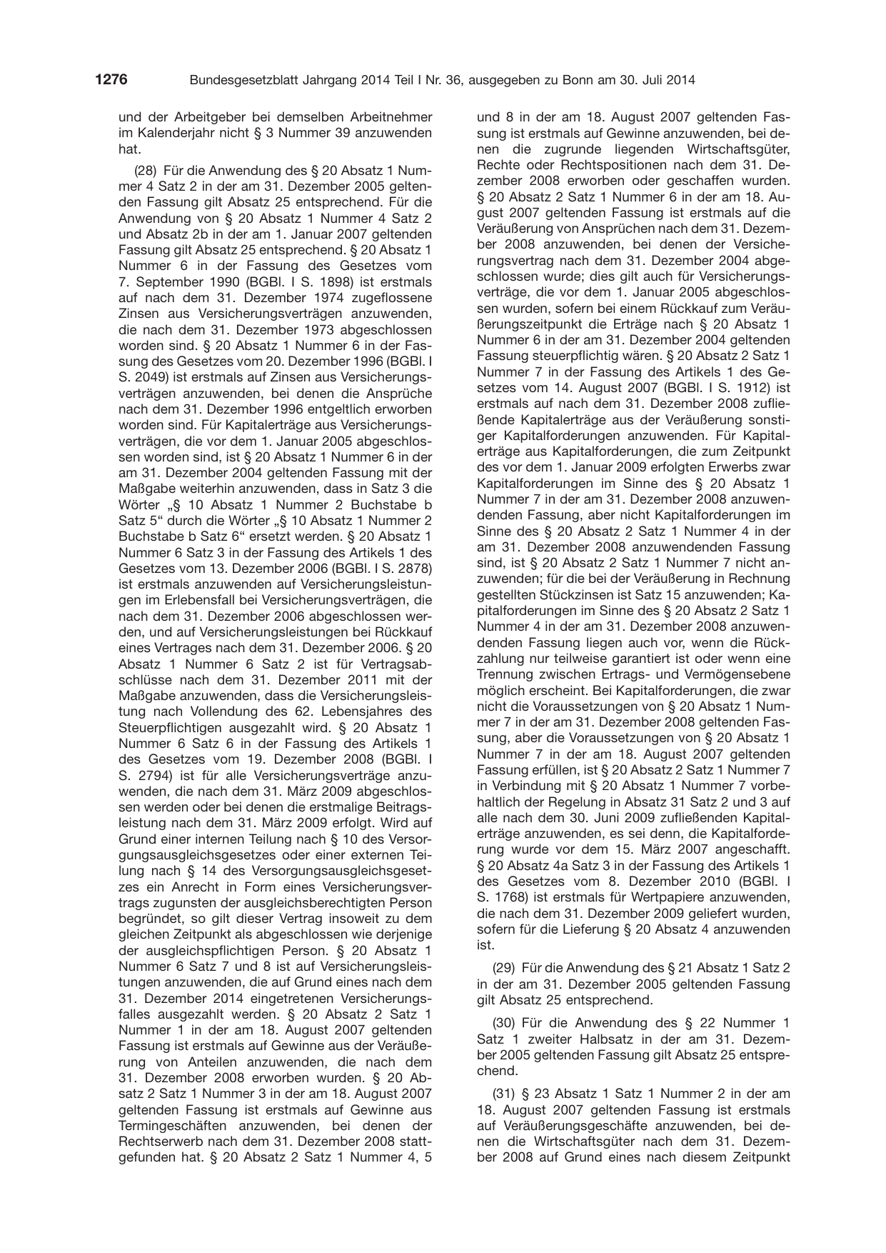 BGBl. 2014, Seite 1276 — Originalseite als Abbildung