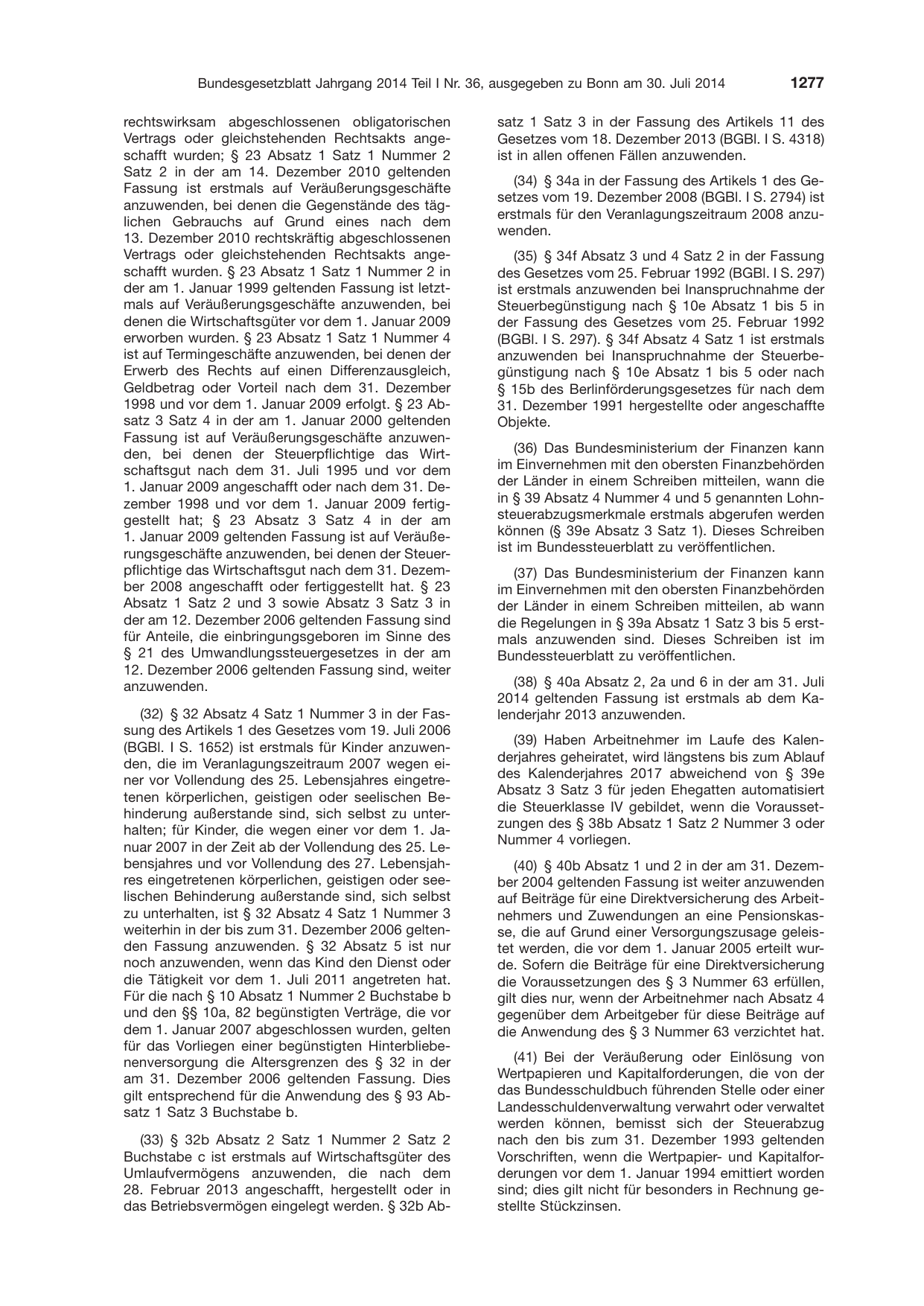 BGBl. 2014, Seite 1277 — Originalseite als Abbildung
