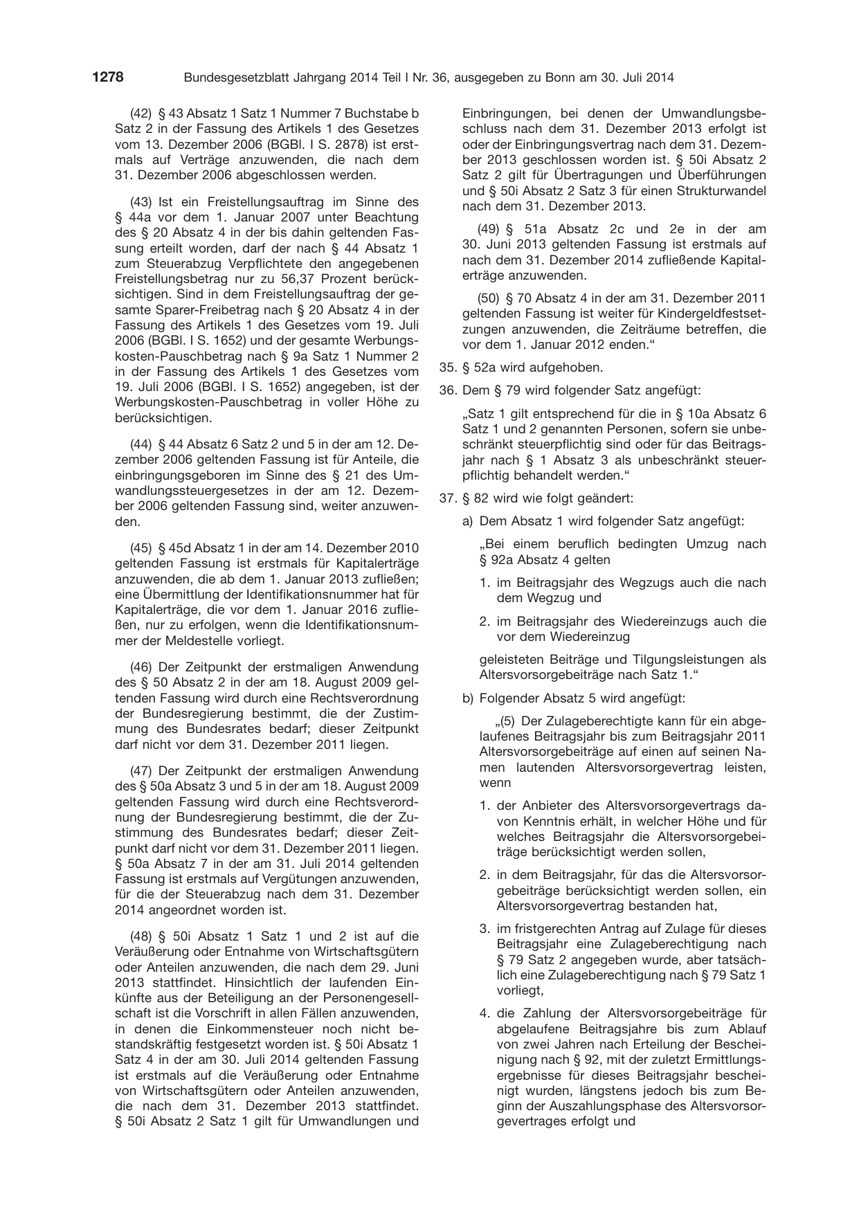 BGBl. 2014, Seite 1278 — Originalseite als Abbildung
