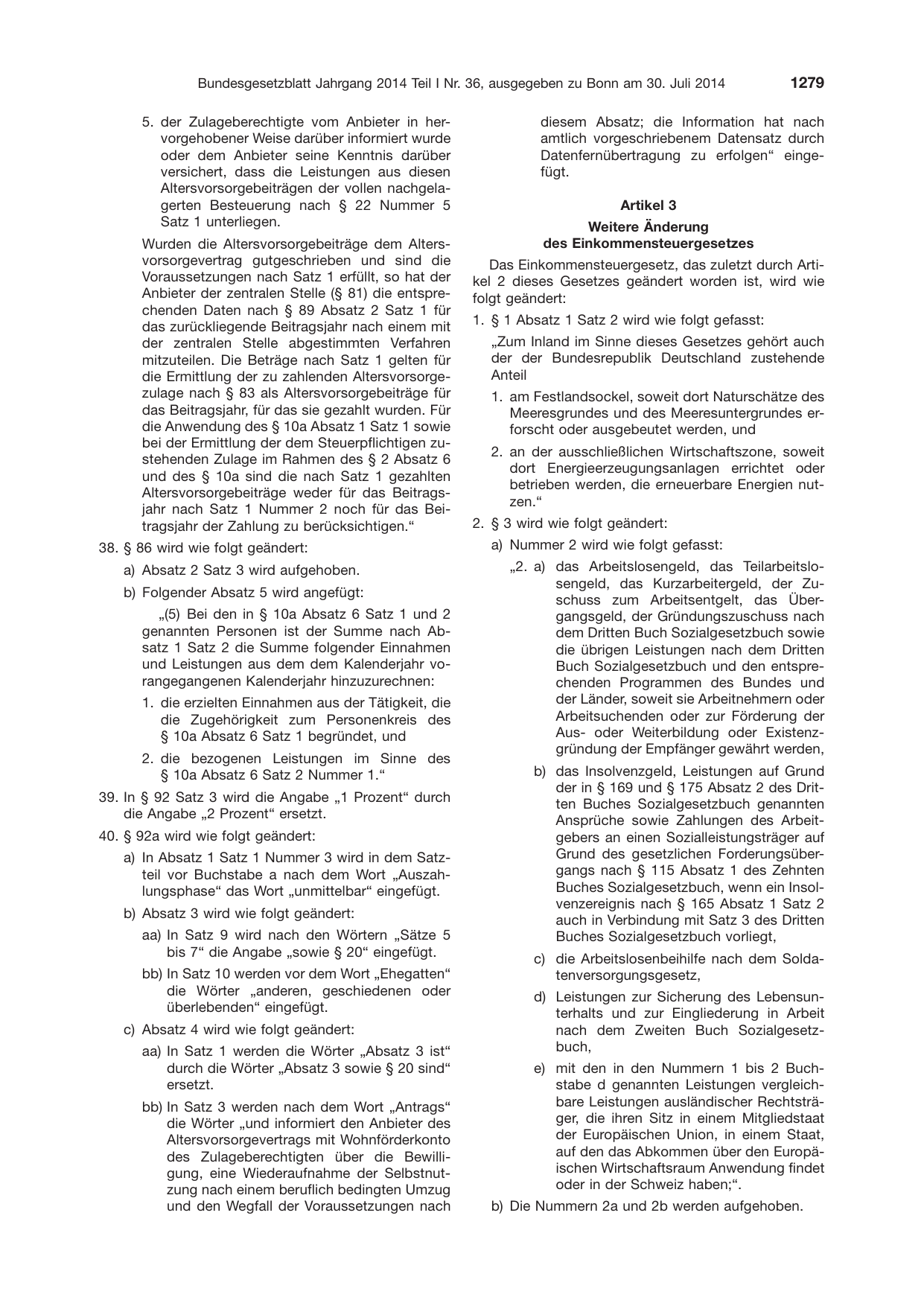 BGBl. 2014, Seite 1279 — Originalseite als Abbildung