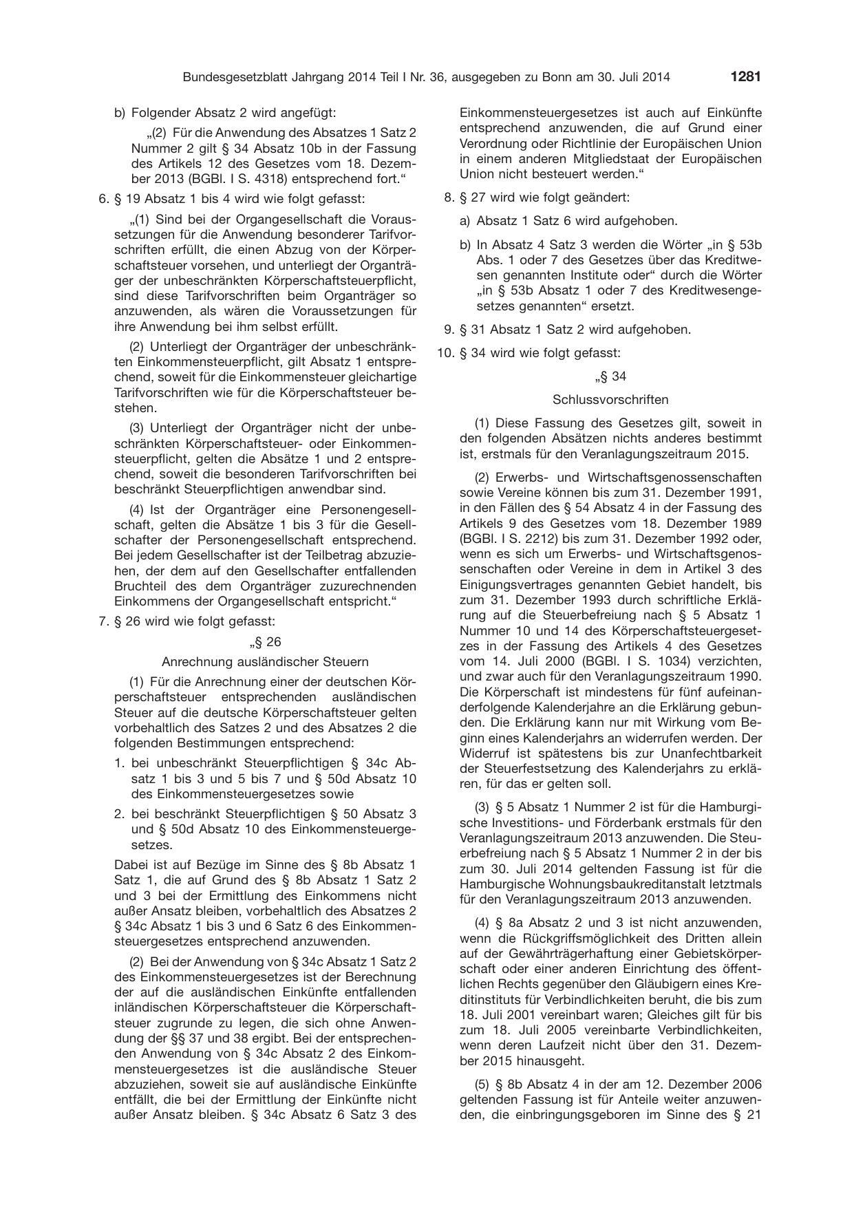BGBl. 2014, Seite 1281 — Originalseite als Abbildung