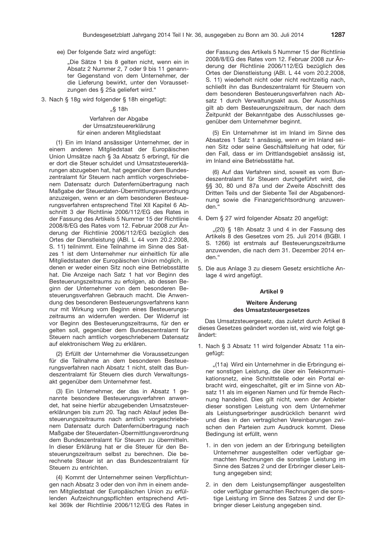 BGBl. 2014, Seite 1287 — Originalseite als Abbildung