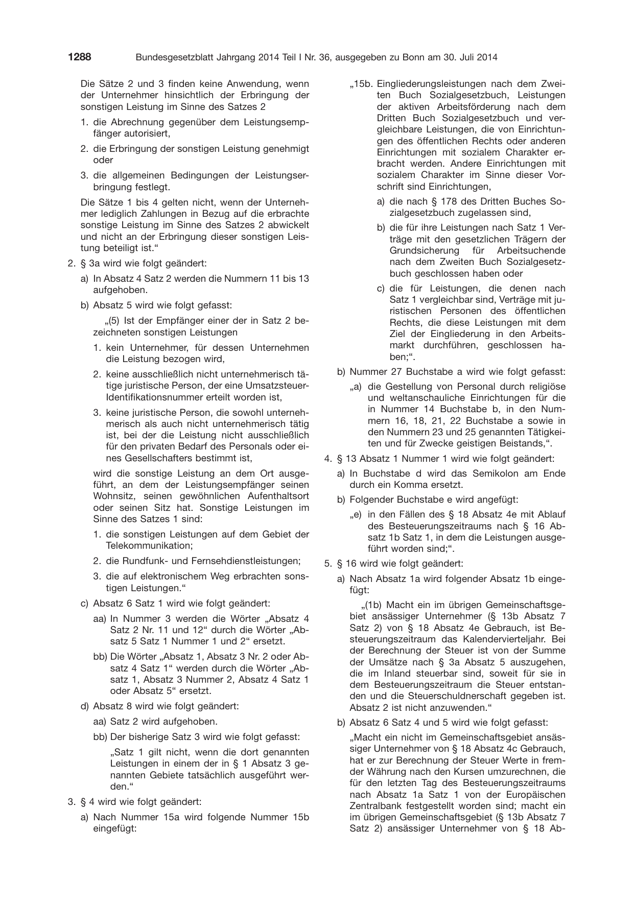 BGBl. 2014, Seite 1288 — Originalseite als Abbildung