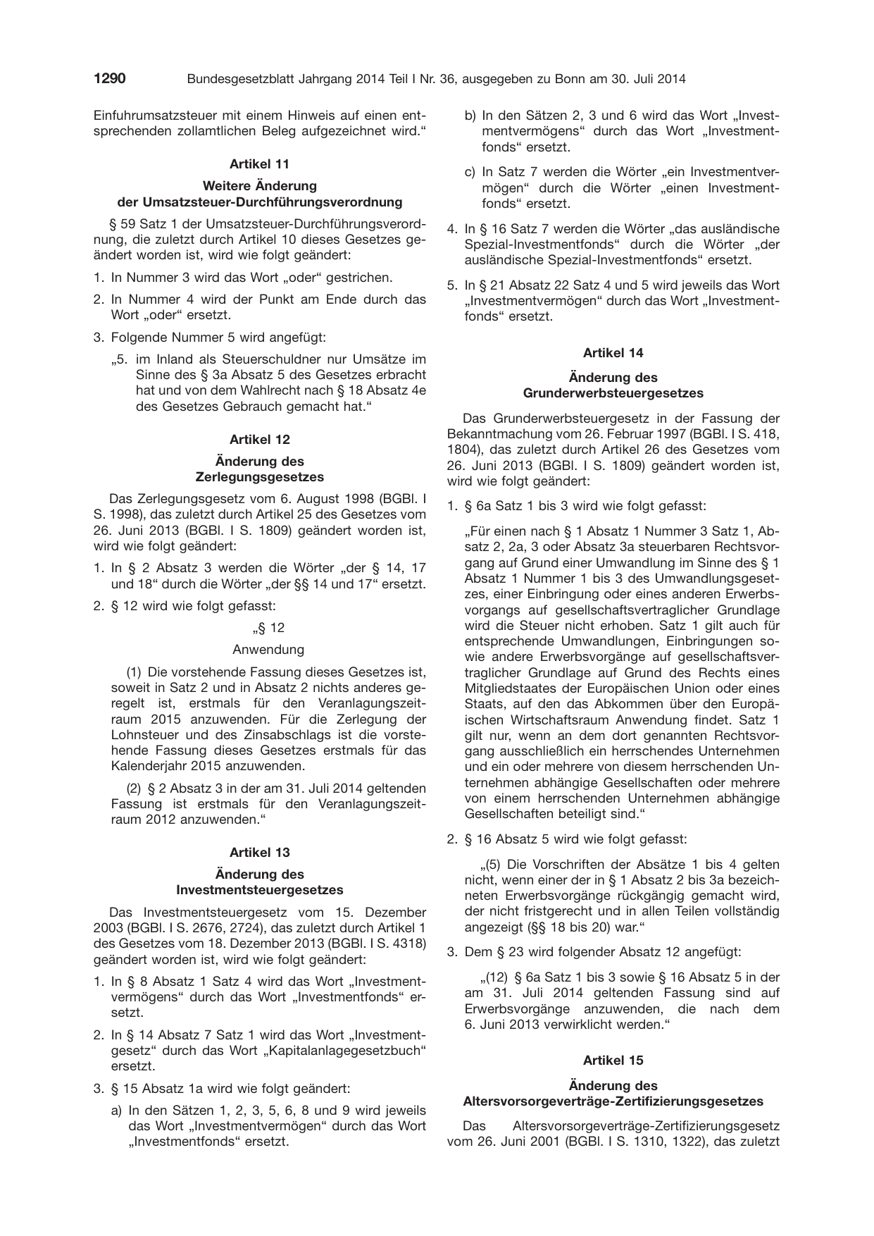 BGBl. 2014, Seite 1290 — Originalseite als Abbildung