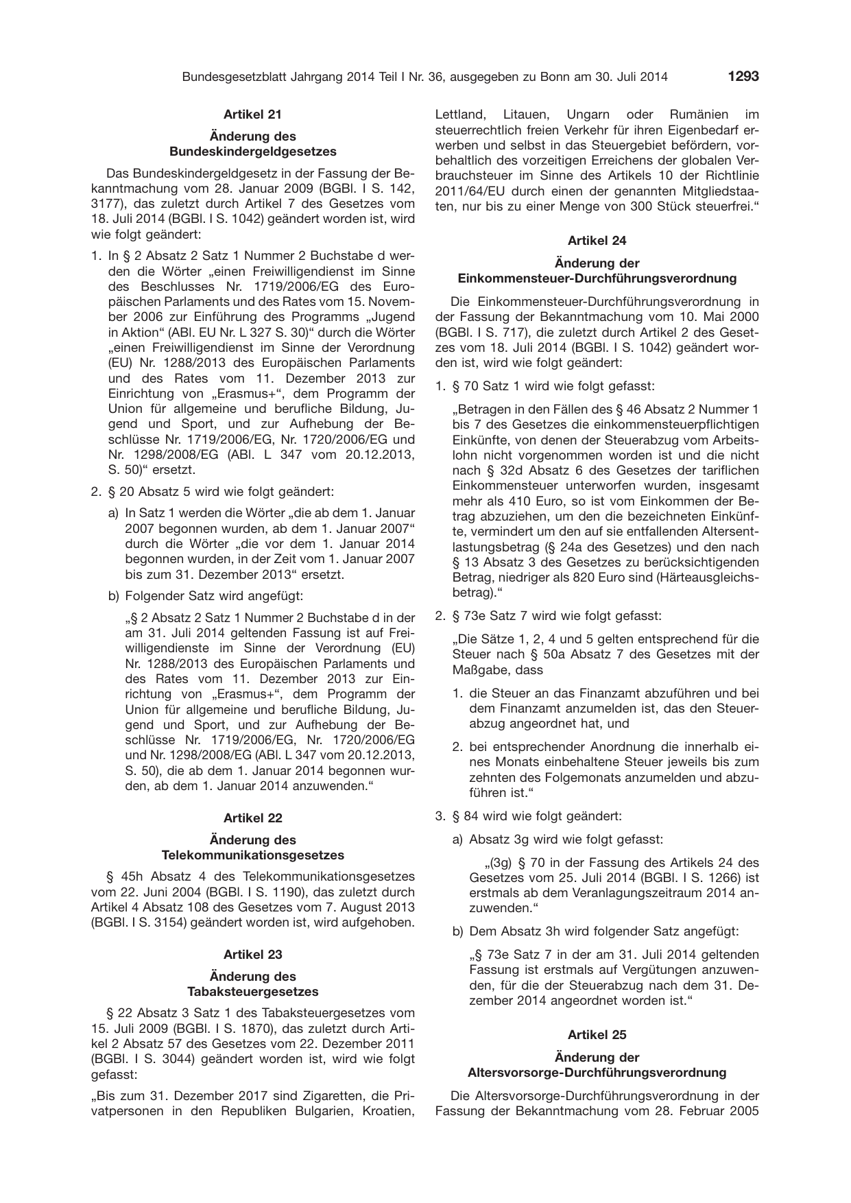 BGBl. 2014, Seite 1293 — Originalseite als Abbildung