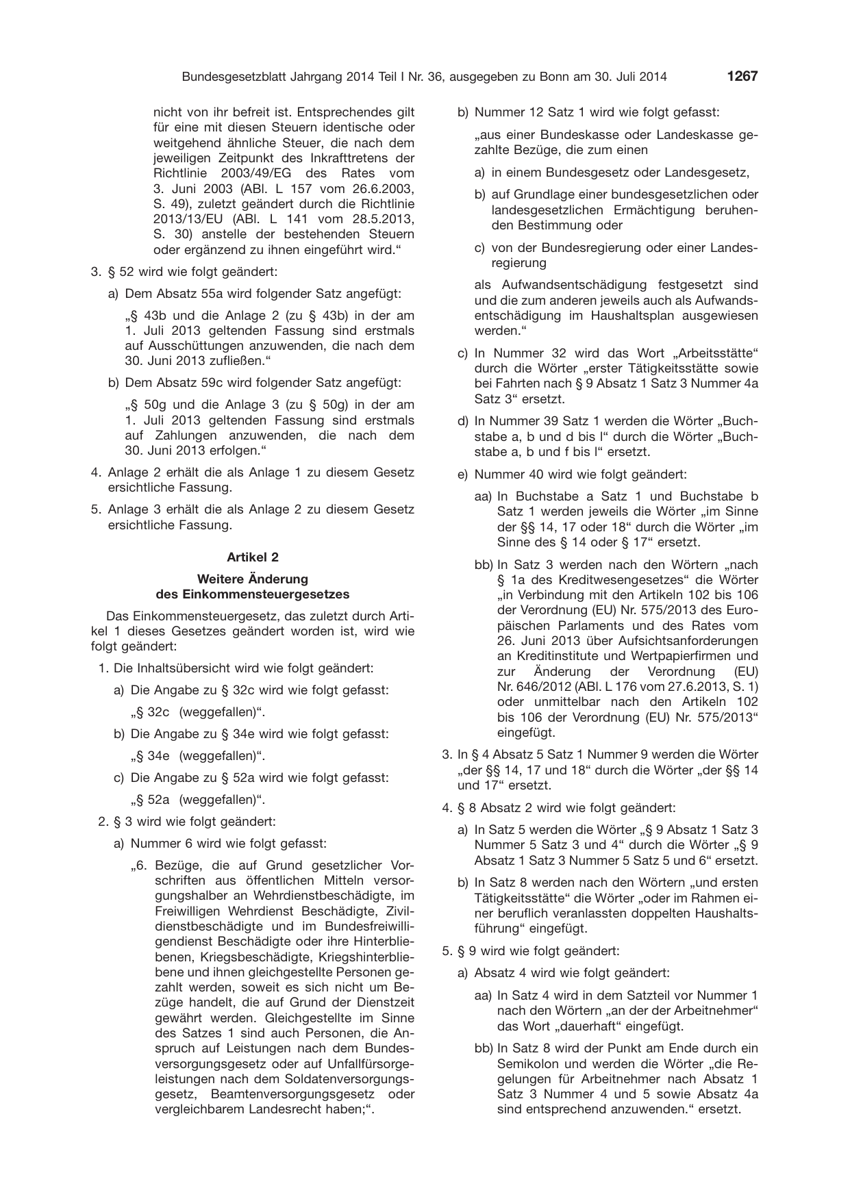 BGBl. 2014, Seite 1267 — Originalseite als Abbildung