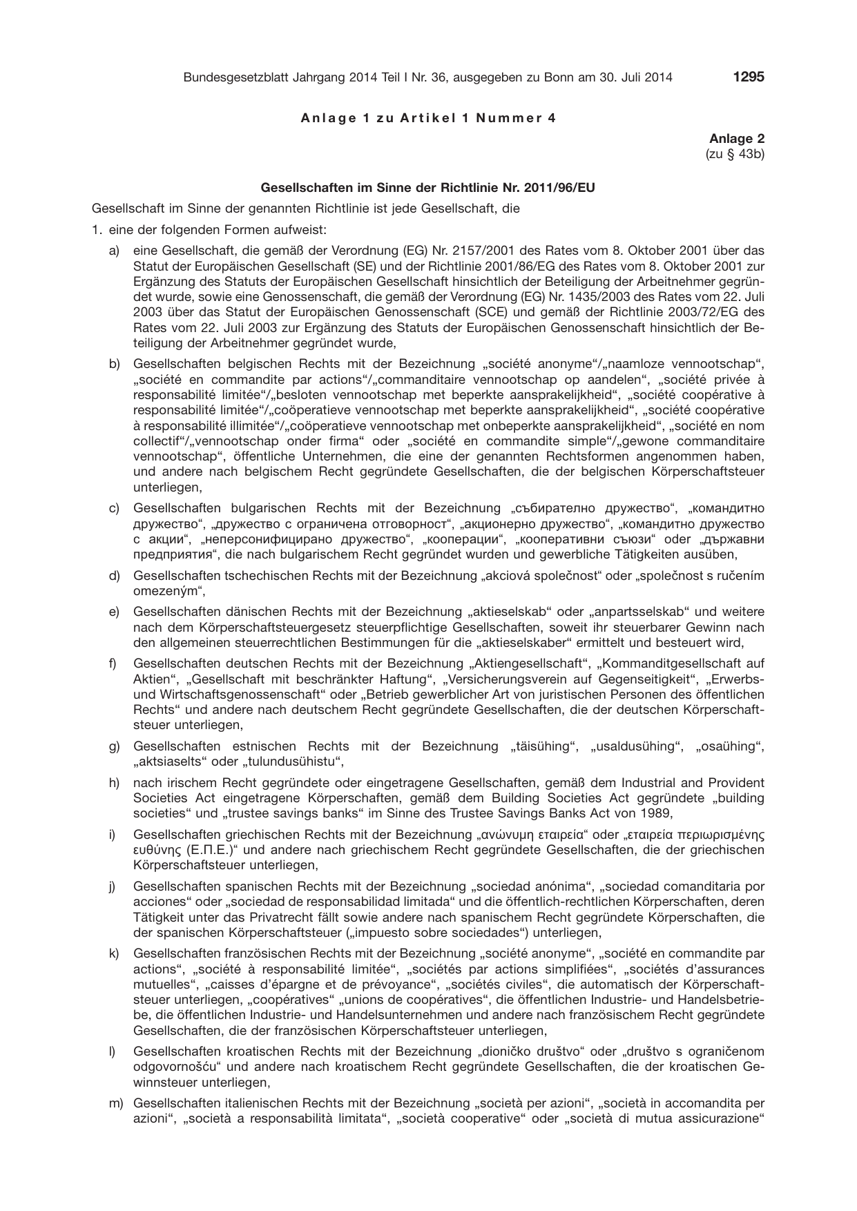BGBl. 2014, Seite 1295 — Originalseite als Abbildung