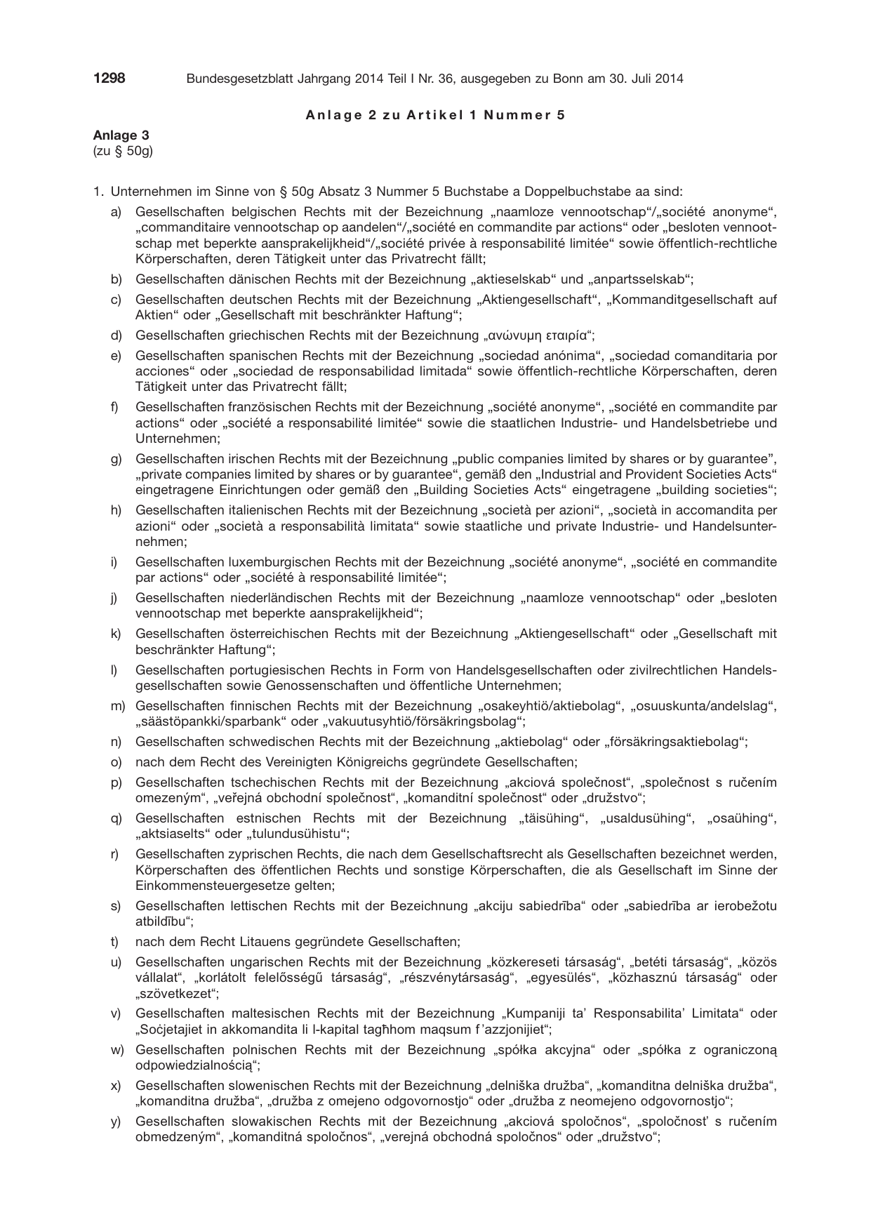 BGBl. 2014, Seite 1298 — Originalseite als Abbildung