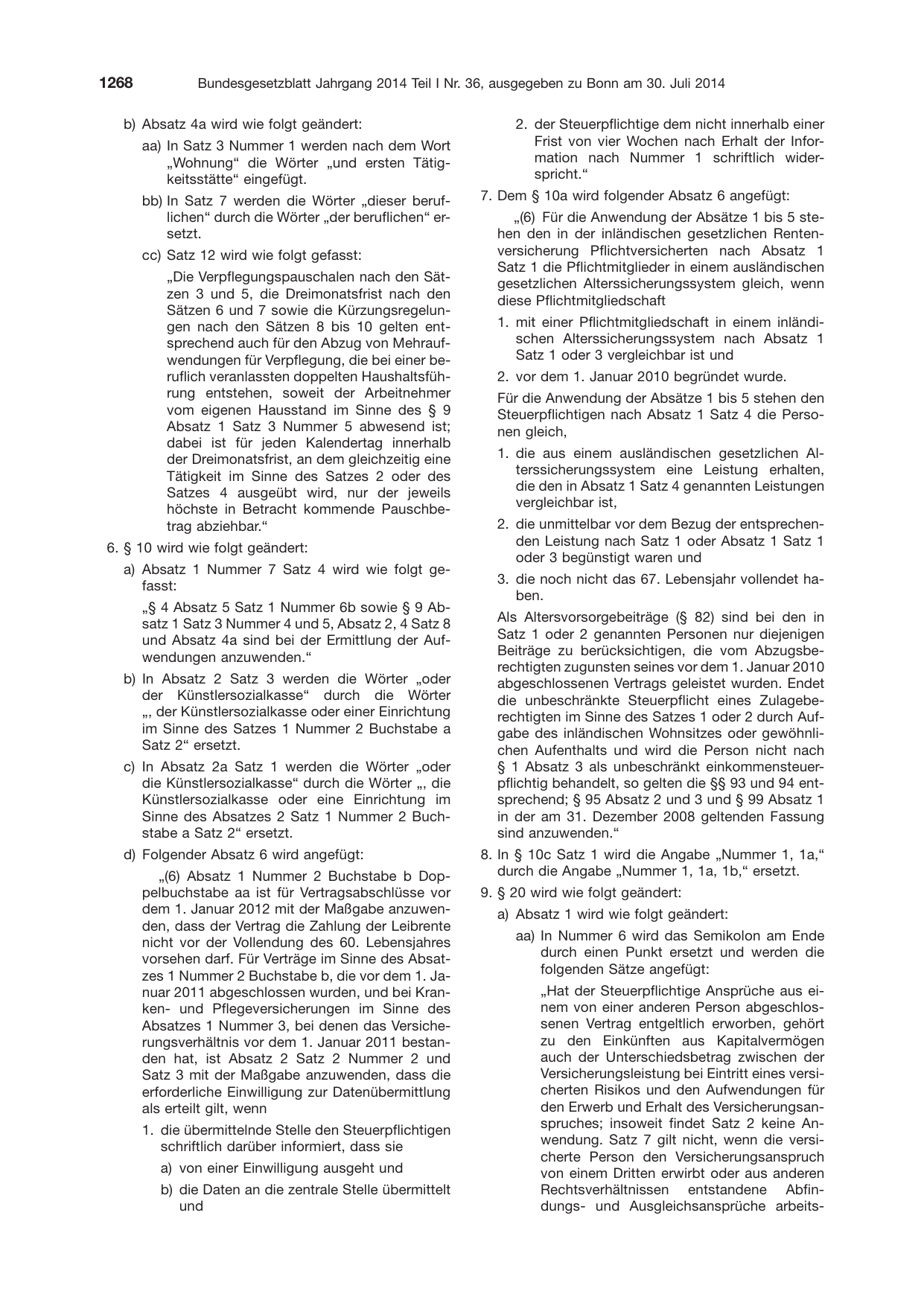 BGBl. 2014, Seite 1268 — Originalseite als Abbildung