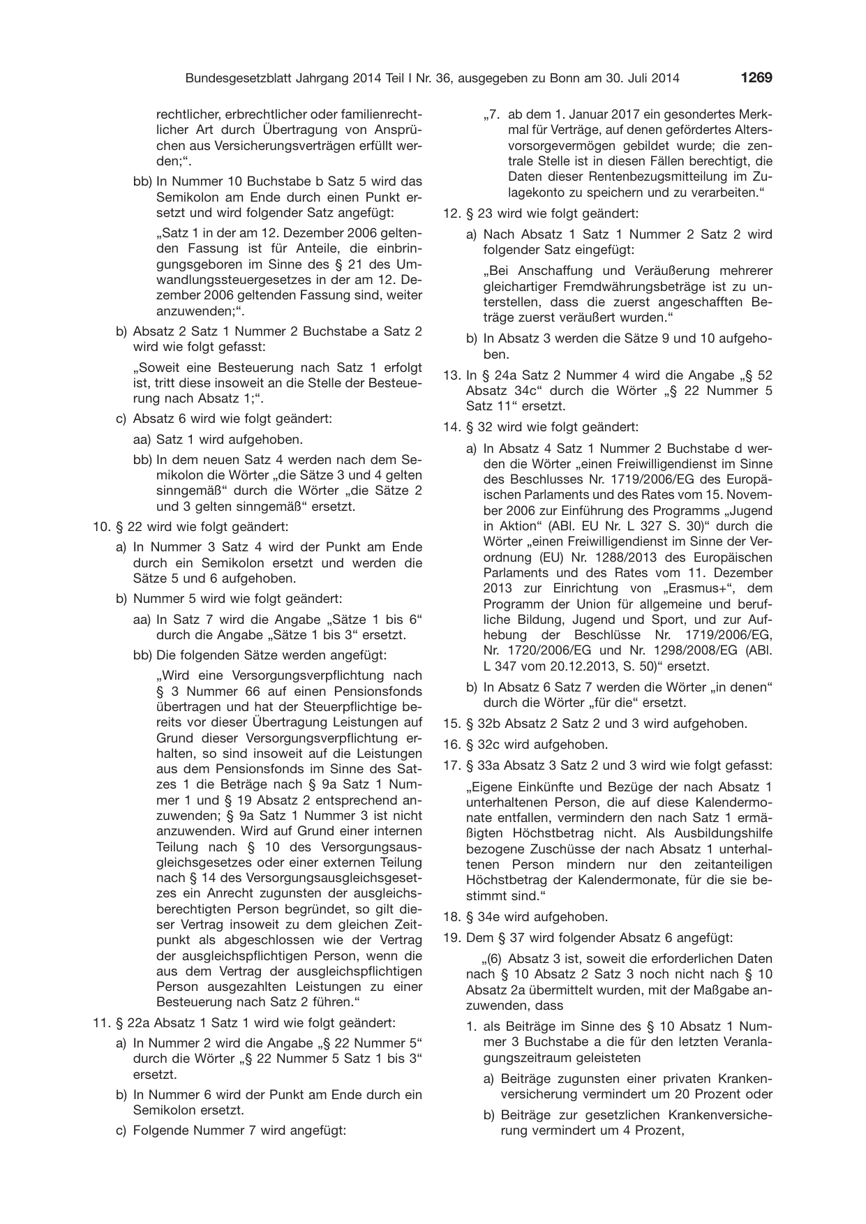 BGBl. 2014, Seite 1269 — Originalseite als Abbildung
