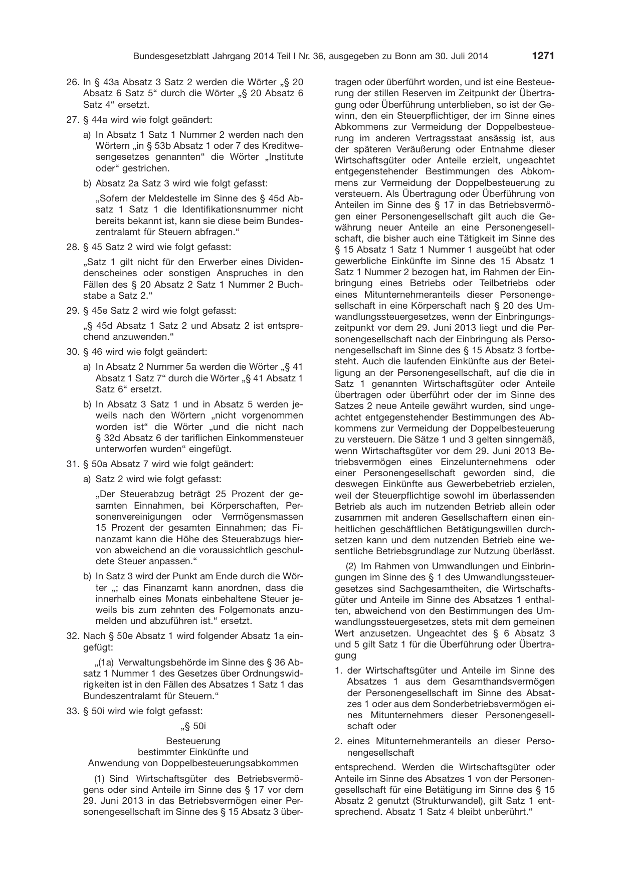 BGBl. 2014, Seite 1271 — Originalseite als Abbildung