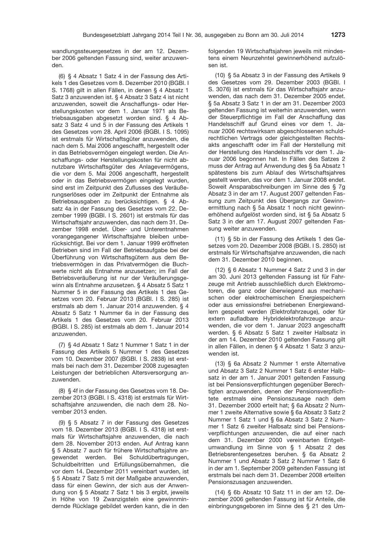 BGBl. 2014, Seite 1273 — Originalseite als Abbildung