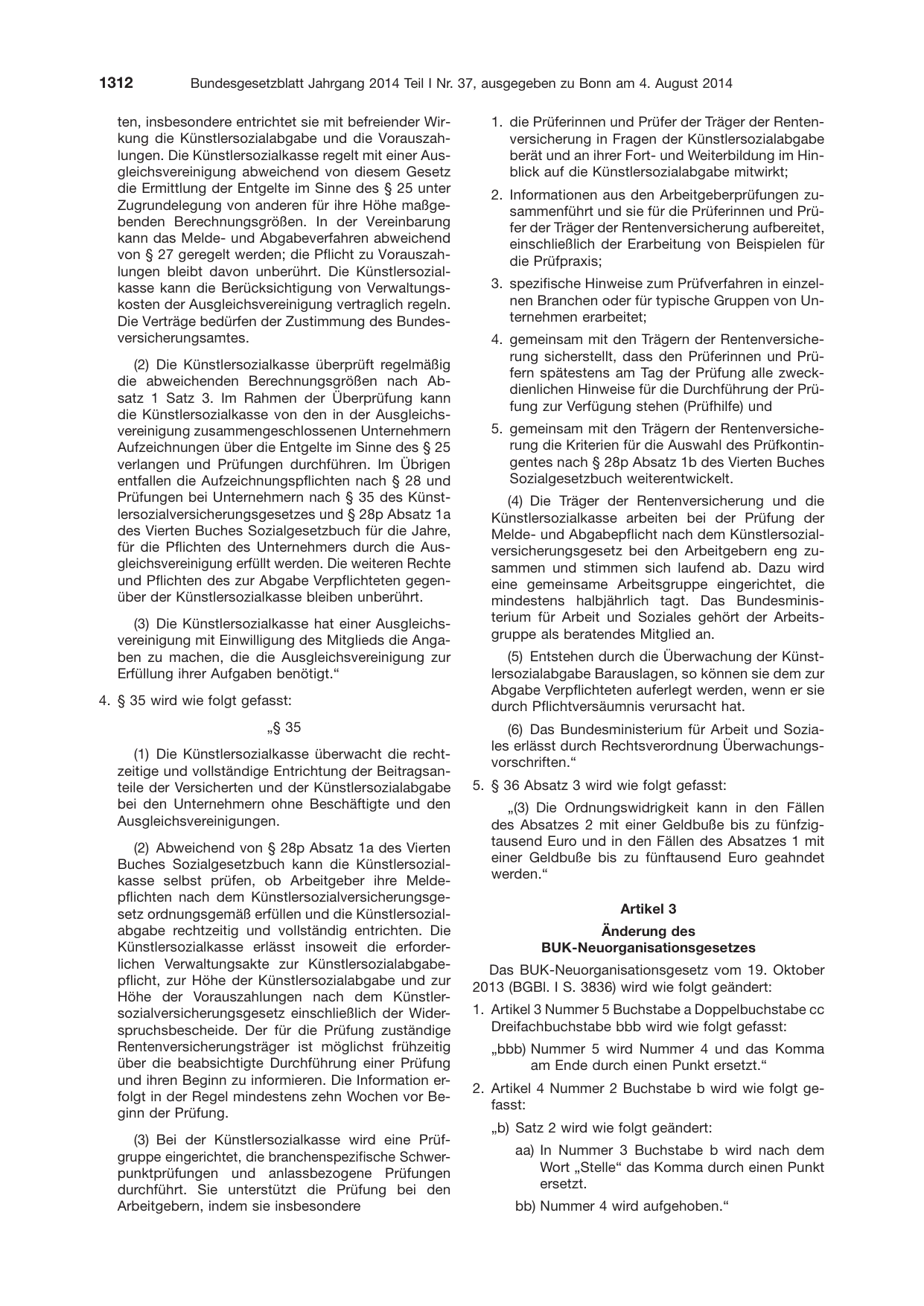 BGBl. 2014, Seite 1312 — Originalseite als Abbildung