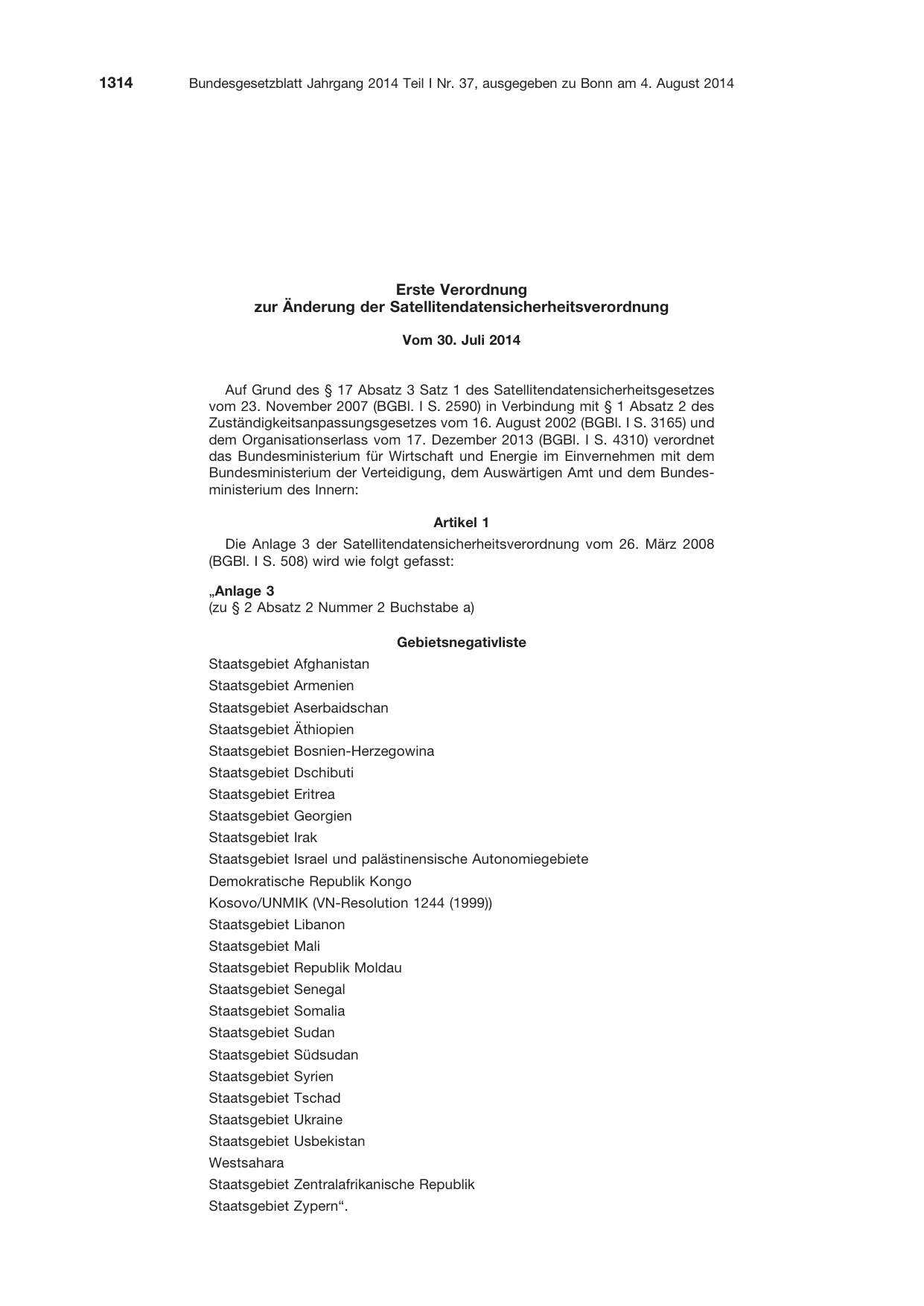 BGBl. 2014, Seite 1314 — Originalseite als Abbildung