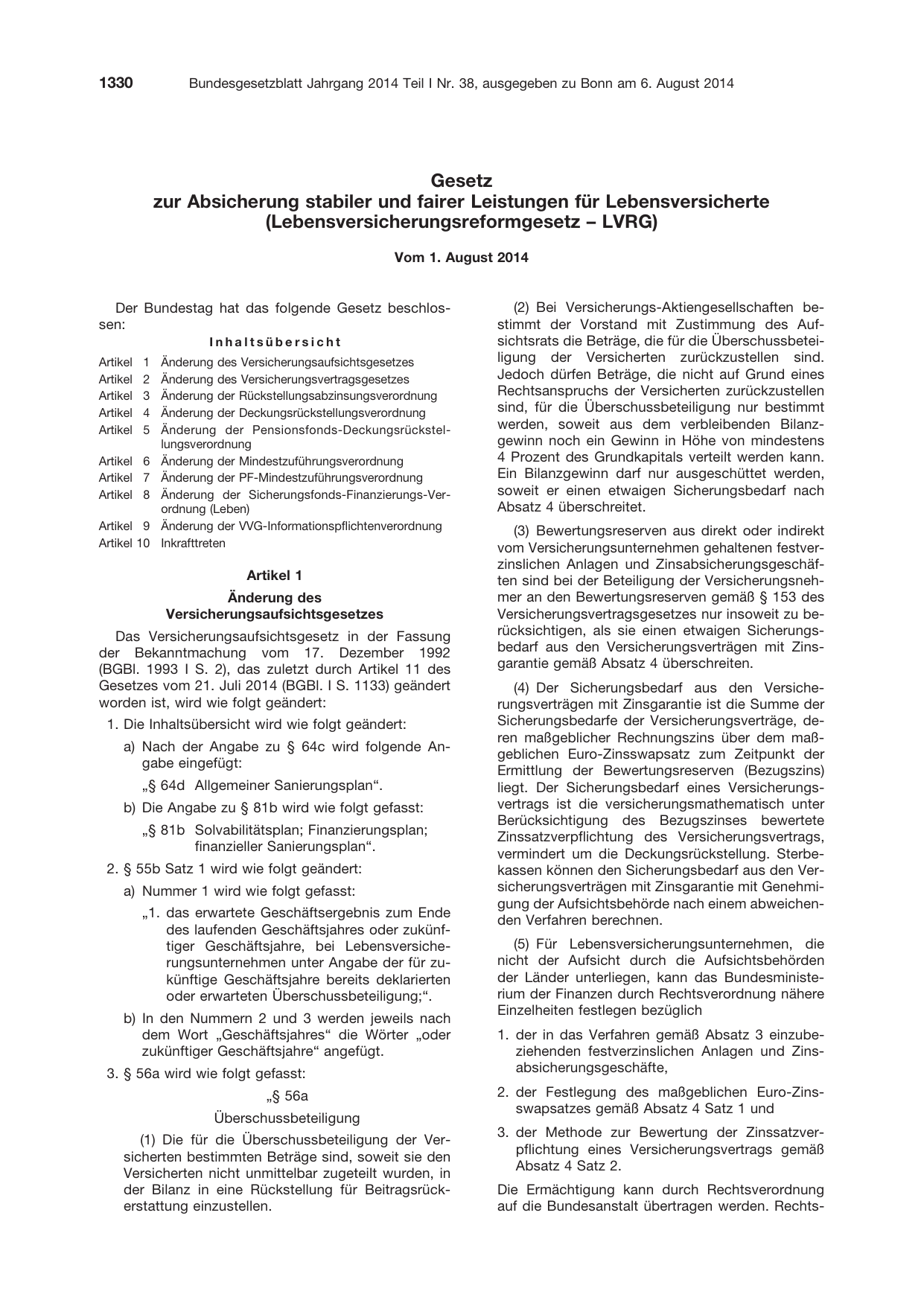 BGBl. 2014, Seite 1330 — Originalseite als Abbildung