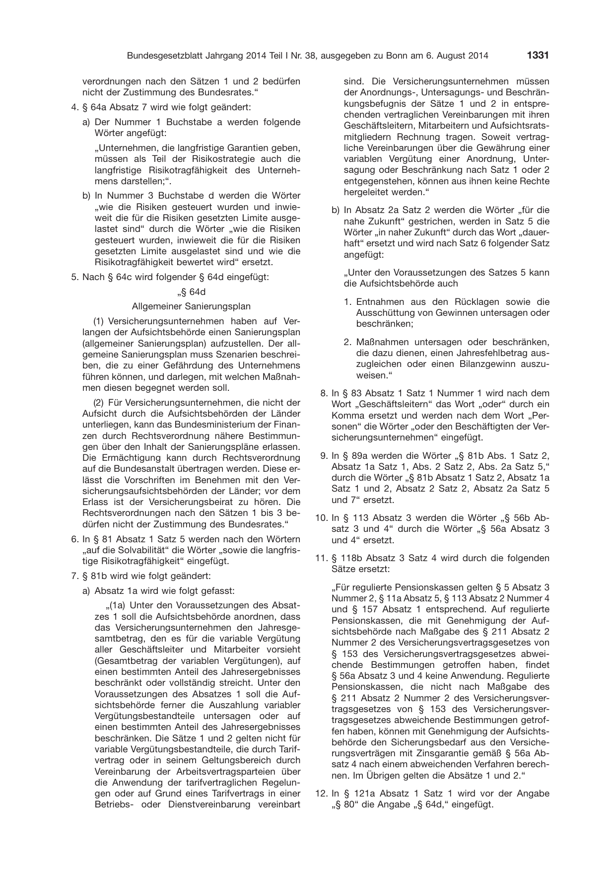 BGBl. 2014, Seite 1331 — Originalseite als Abbildung