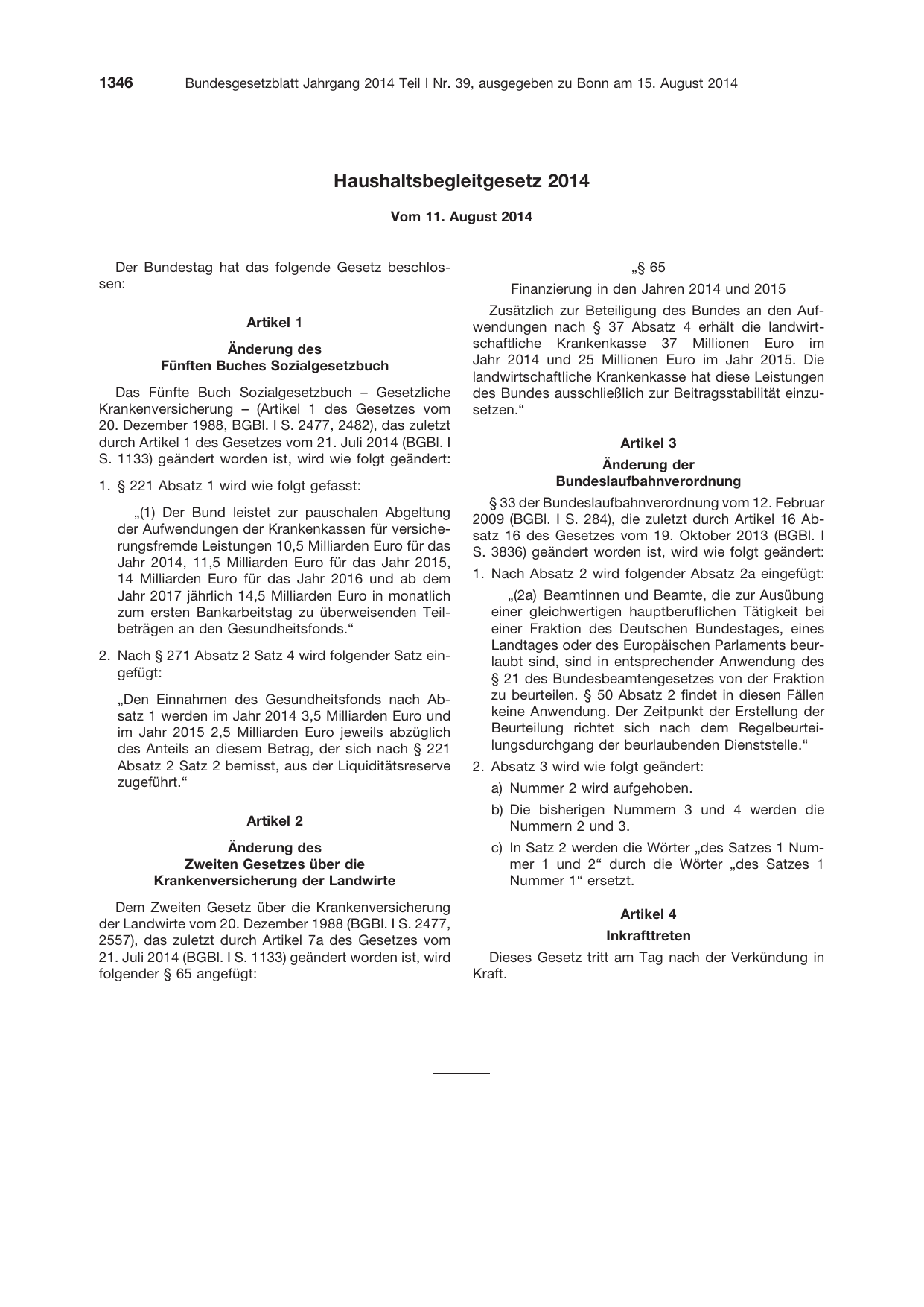 BGBl. 2014, Seite 1346 — Originalseite als Abbildung
