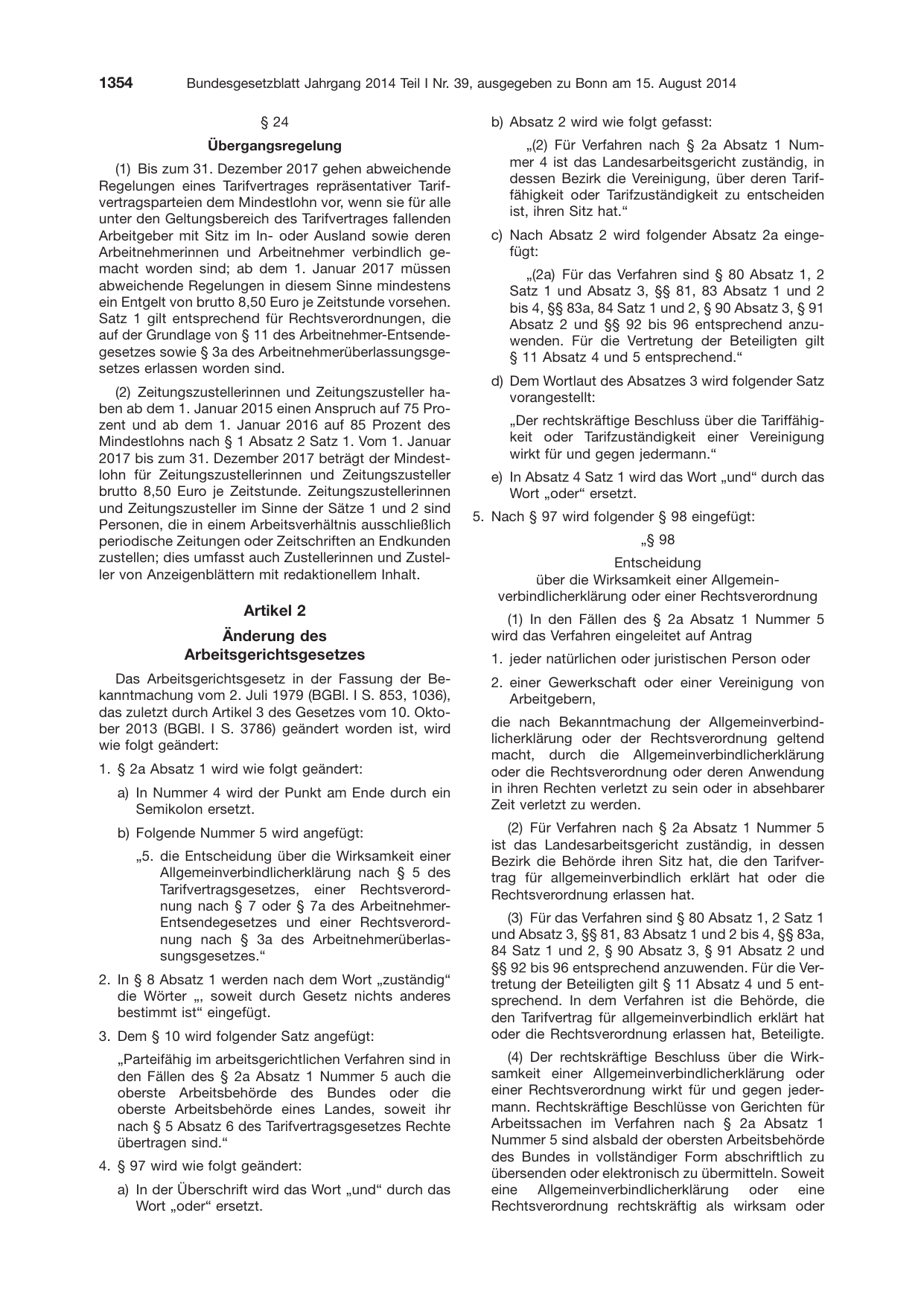 BGBl. 2014, Seite 1354 — Originalseite als Abbildung