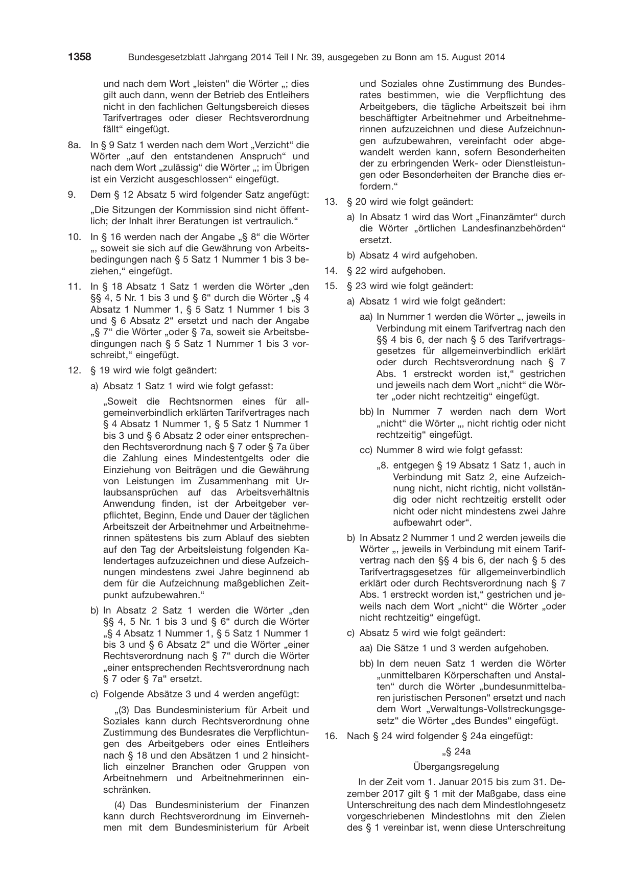 BGBl. 2014, Seite 1358 — Originalseite als Abbildung