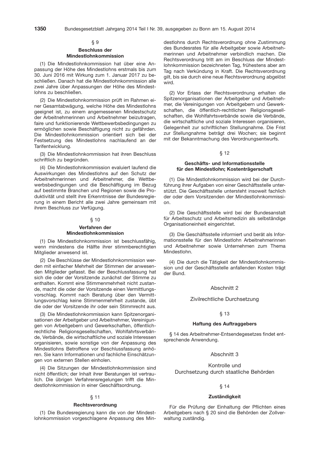 BGBl. 2014, Seite 1350 — Originalseite als Abbildung