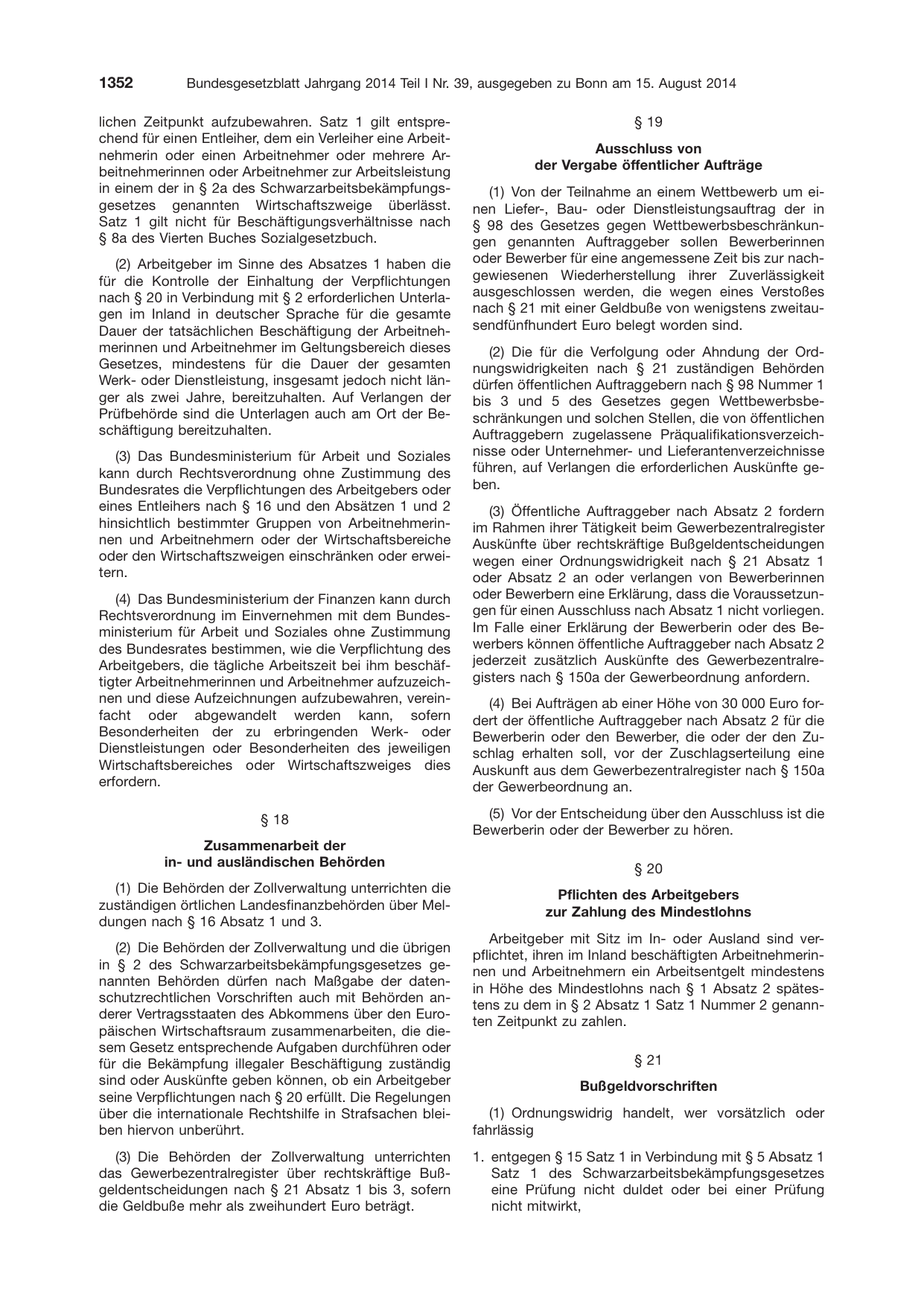 BGBl. 2014, Seite 1352 — Originalseite als Abbildung