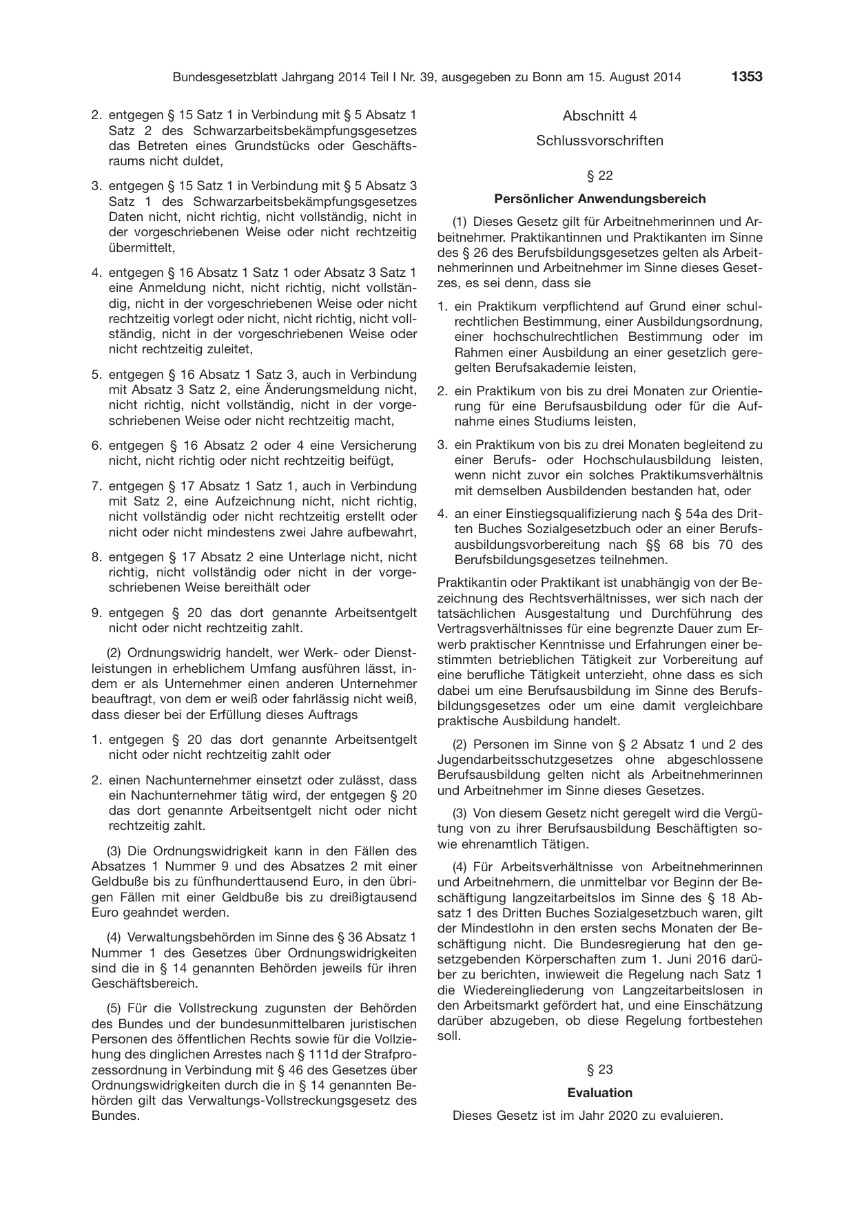 BGBl. 2014, Seite 1353 — Originalseite als Abbildung