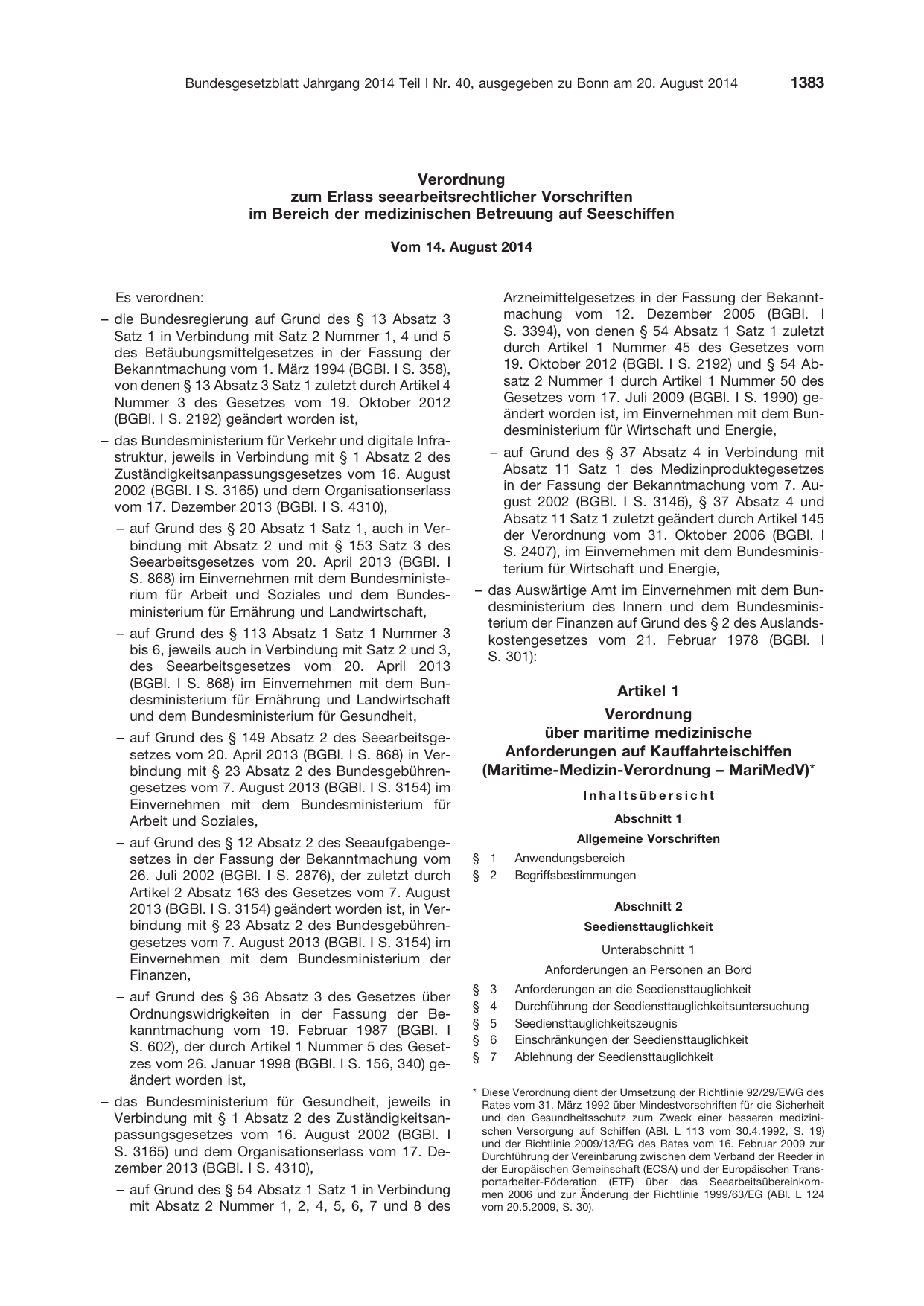 BGBl. 2014, Seite 1383 — Originalseite als Abbildung
