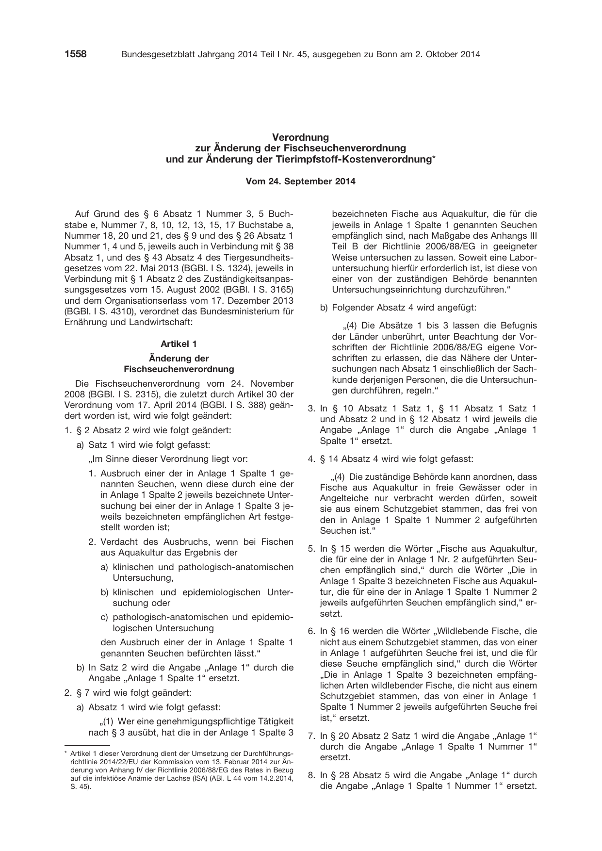 BGBl. 2014, Seite 1558 — Originalseite als Abbildung
